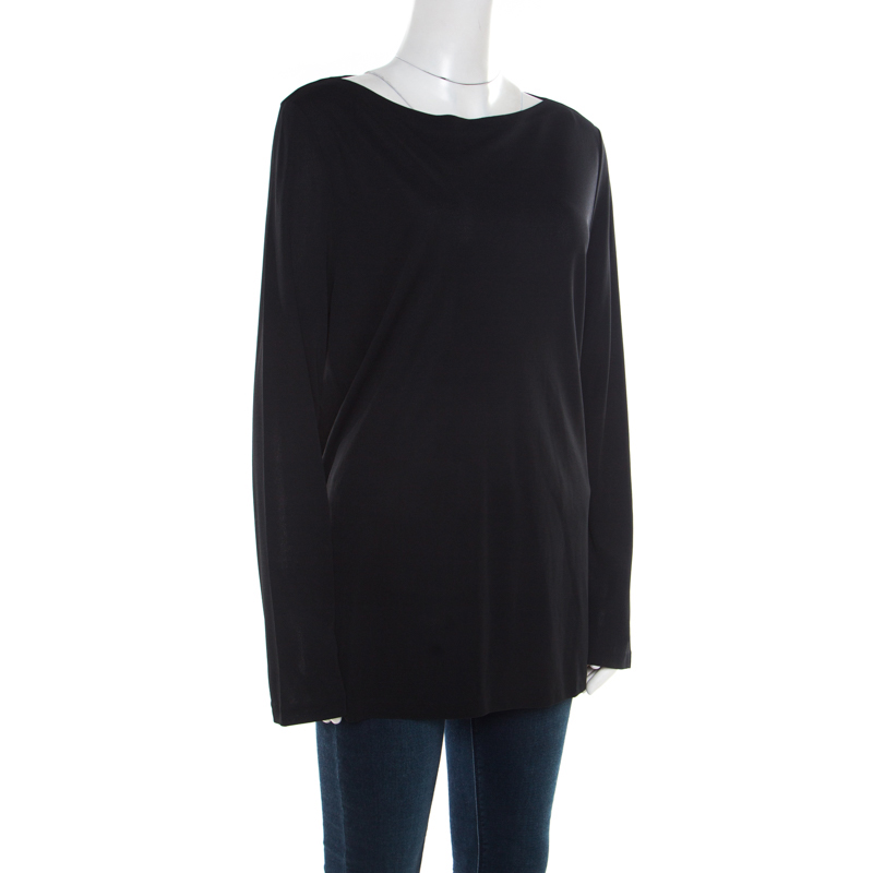 

Loewe Black Crepe Knit Bateau Neck Tunic Top