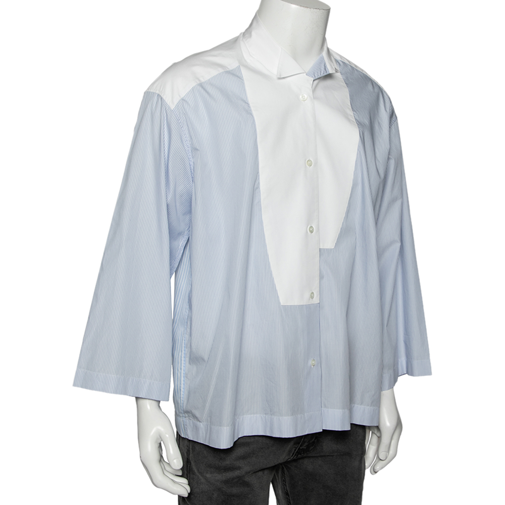 

Loewe Blue & White Striped Paneled Cotton Oversized Shirt