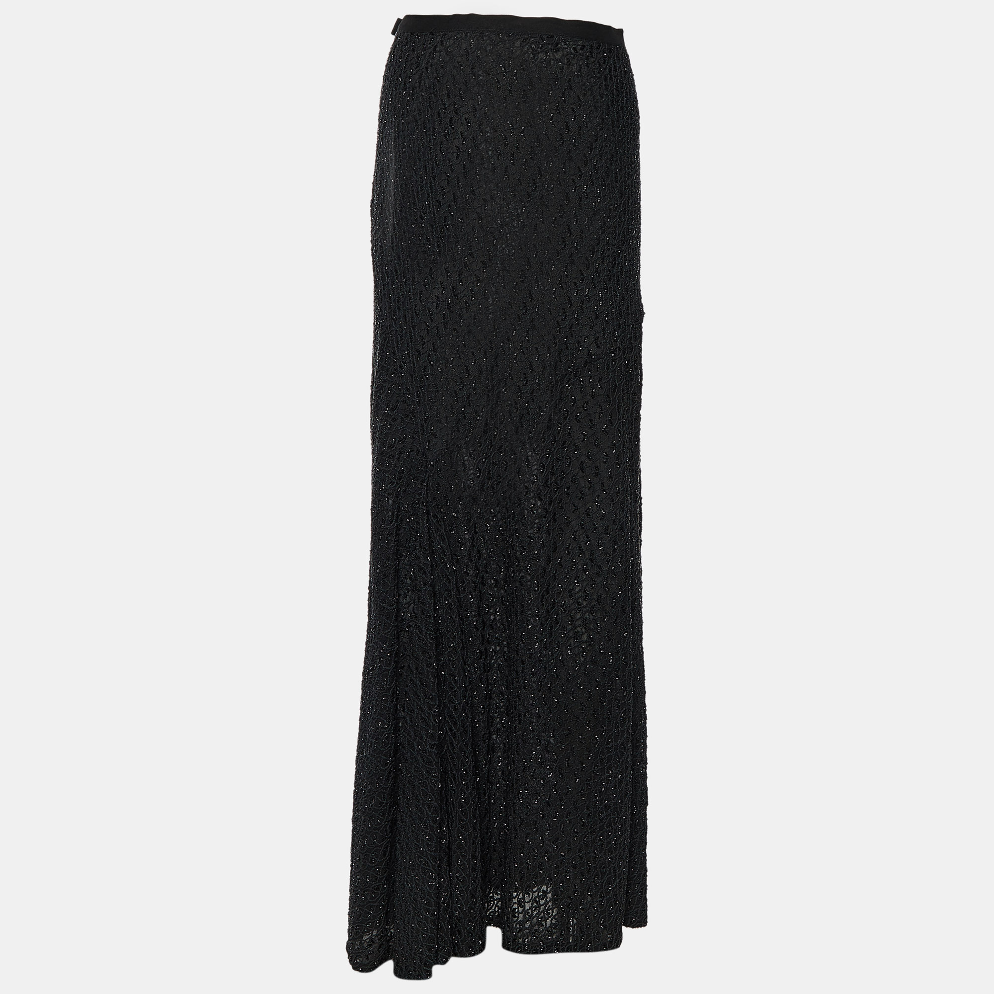 

Loewe Black Bead Embellished Silk Maxi Skirt