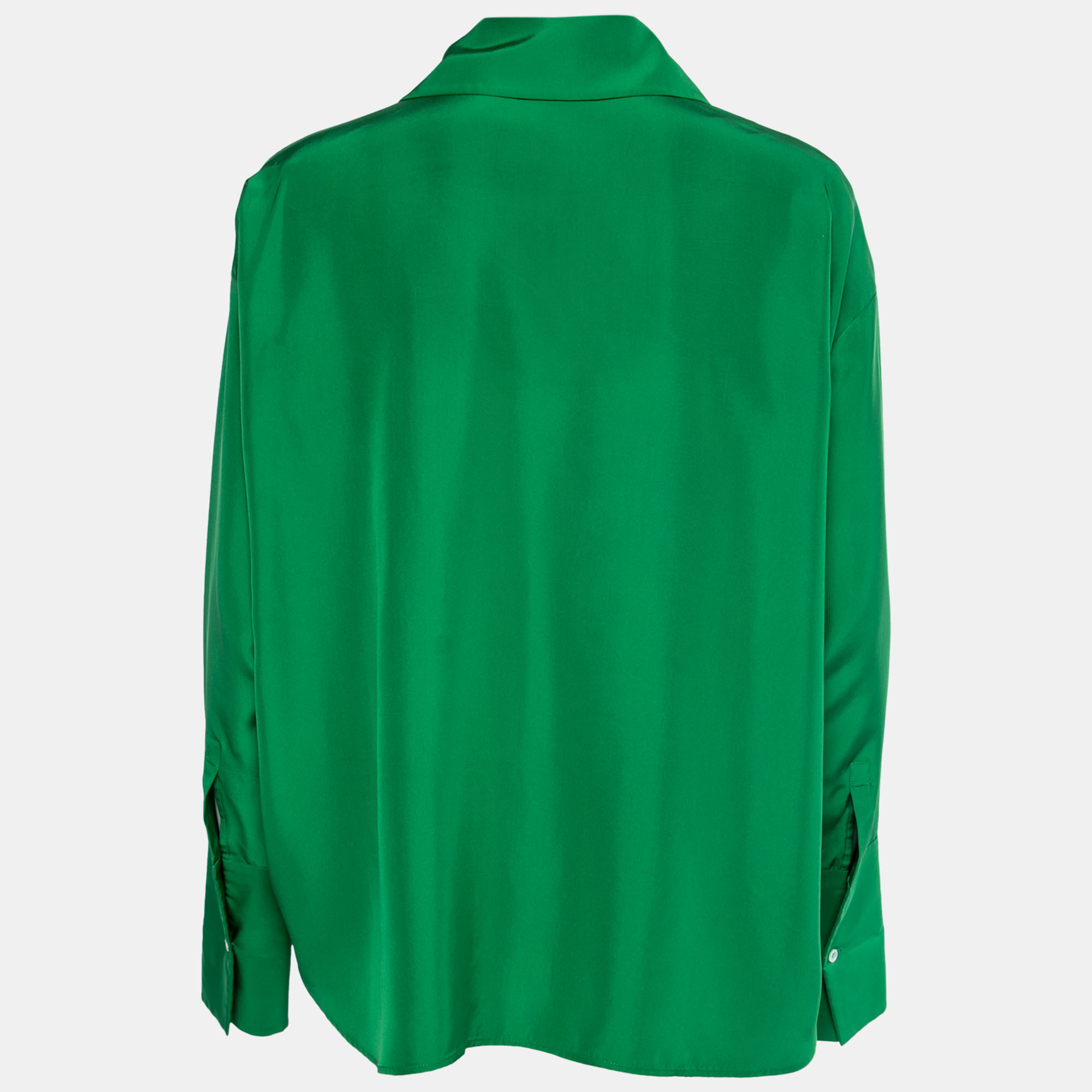 

Loewe Green Silk Logo-Embroidered Oversize Pyjama Shirt