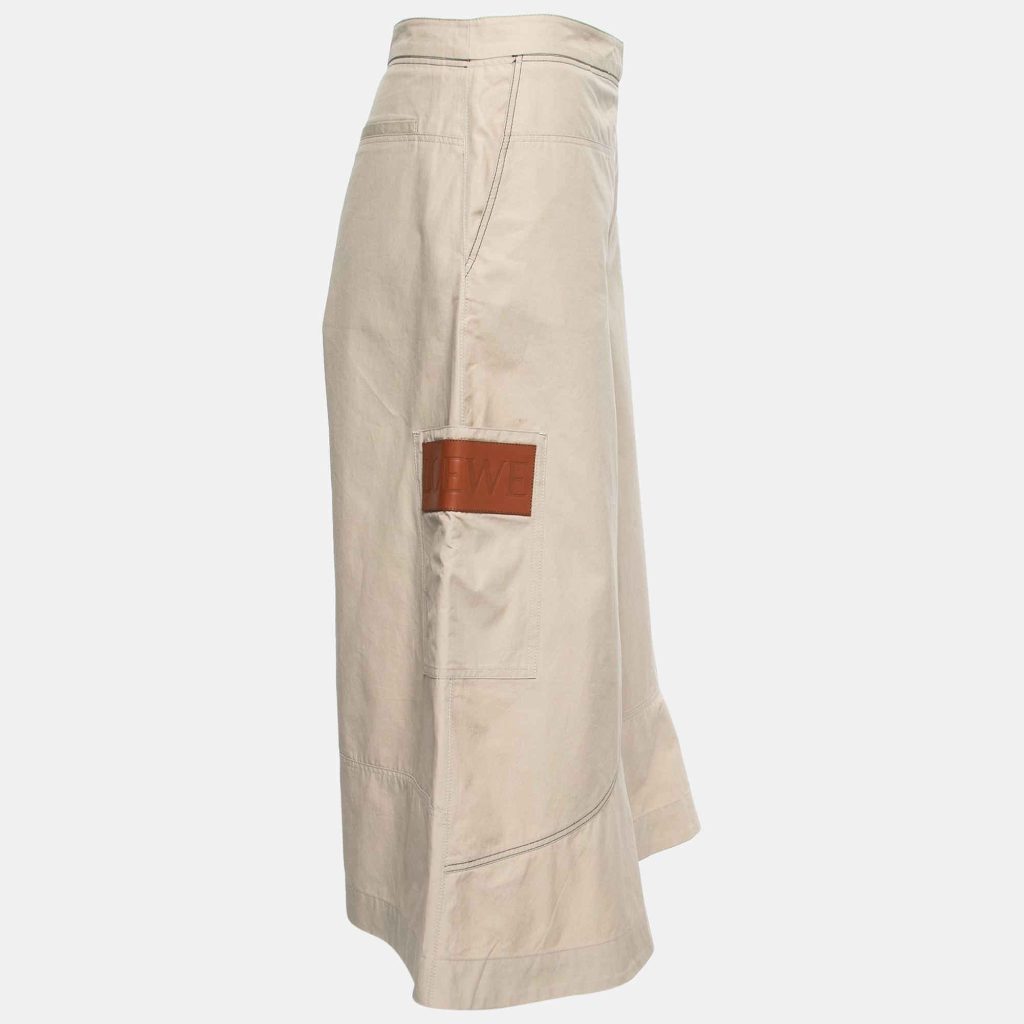 

Loewe Beige Cotton Wide Leg Cropped Trousers