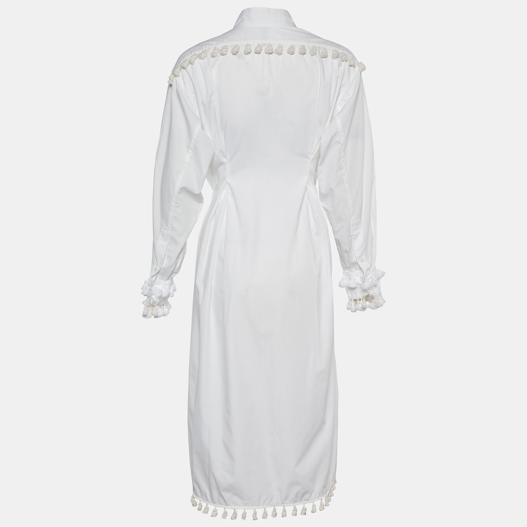 

Loewe White Poplin Tasseled Tie Detail Shirt Dress