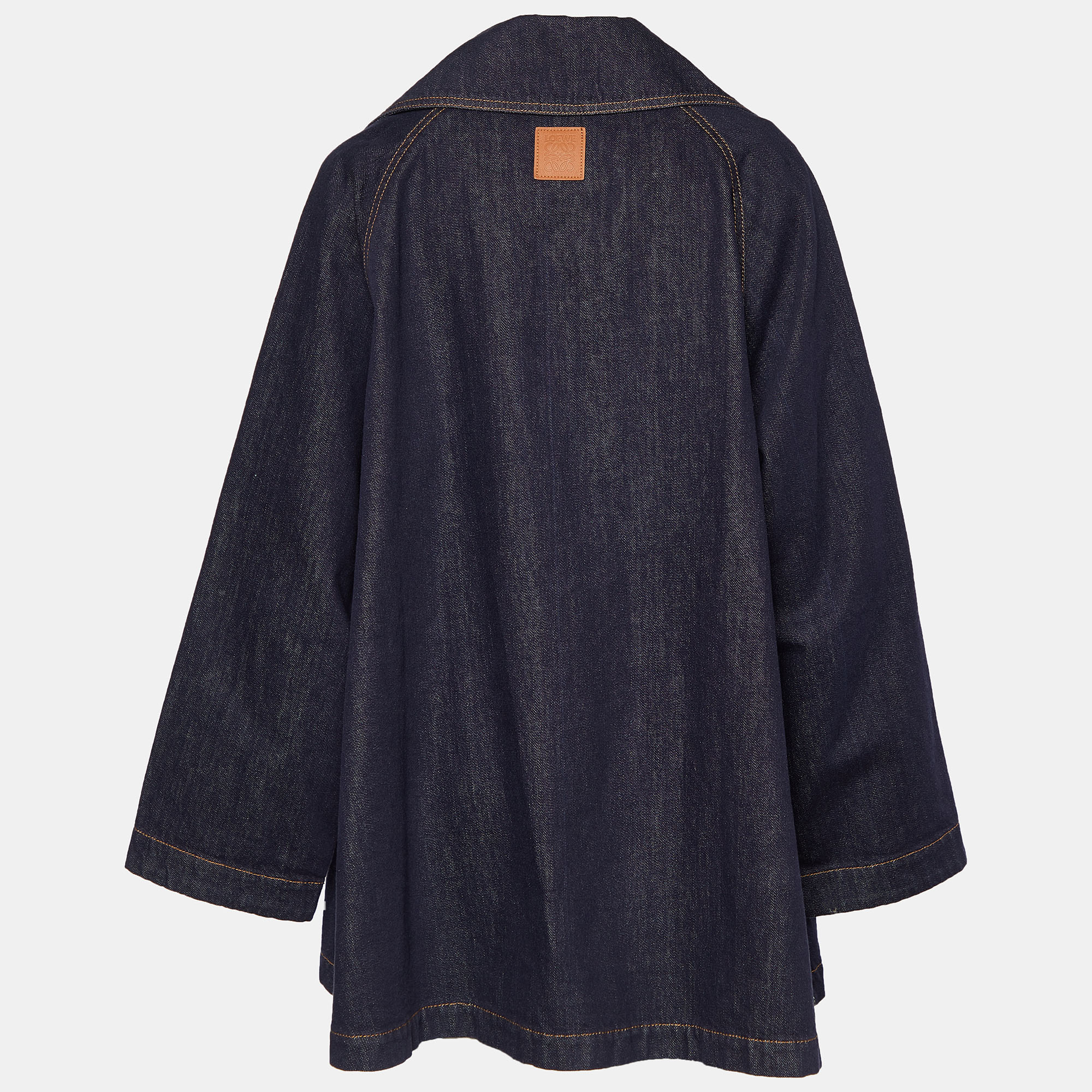 

Loewe Navy Blue Denim Oversized Trapeze Peacoat