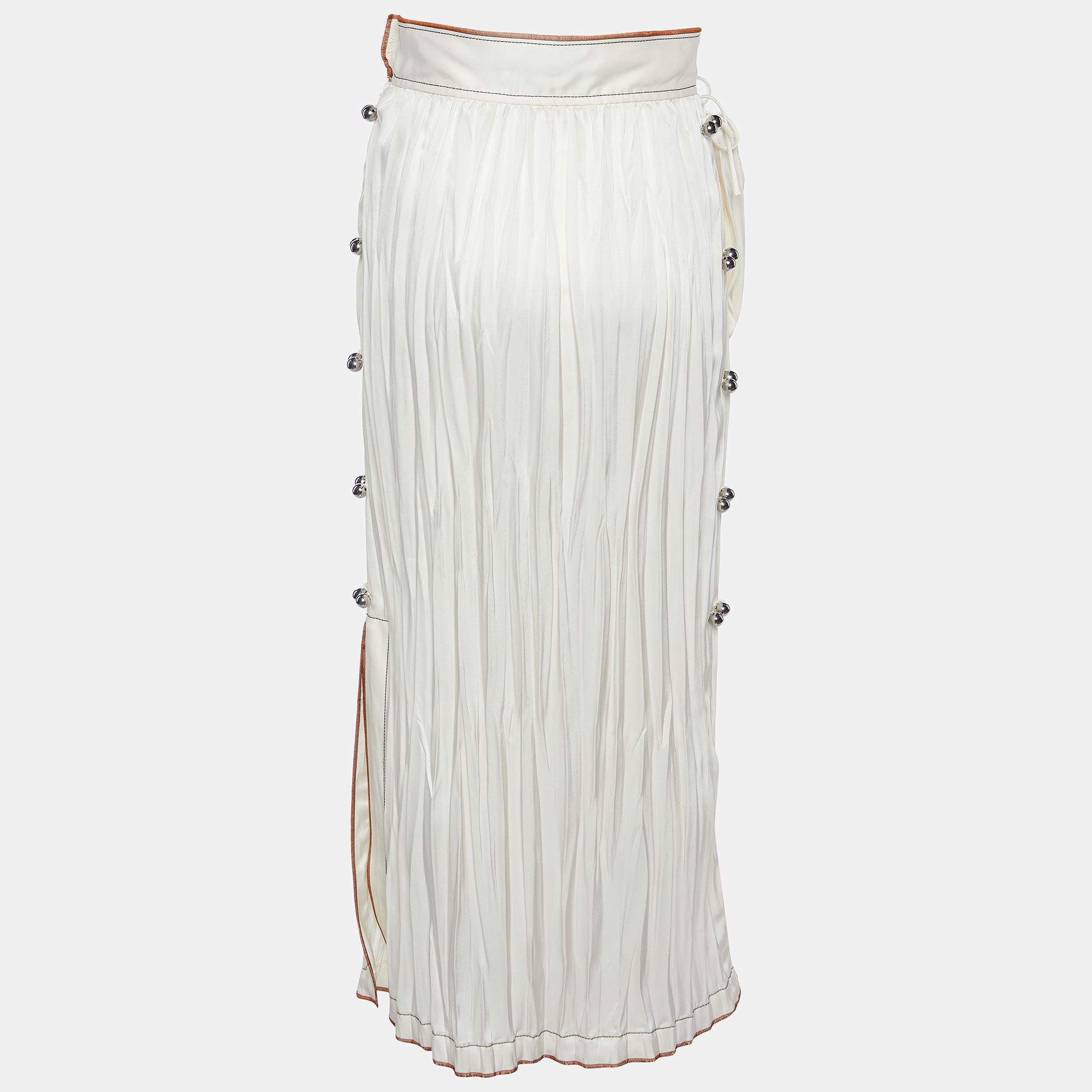 

Loewe Ivory White Crinkled Satin Midi Skirt