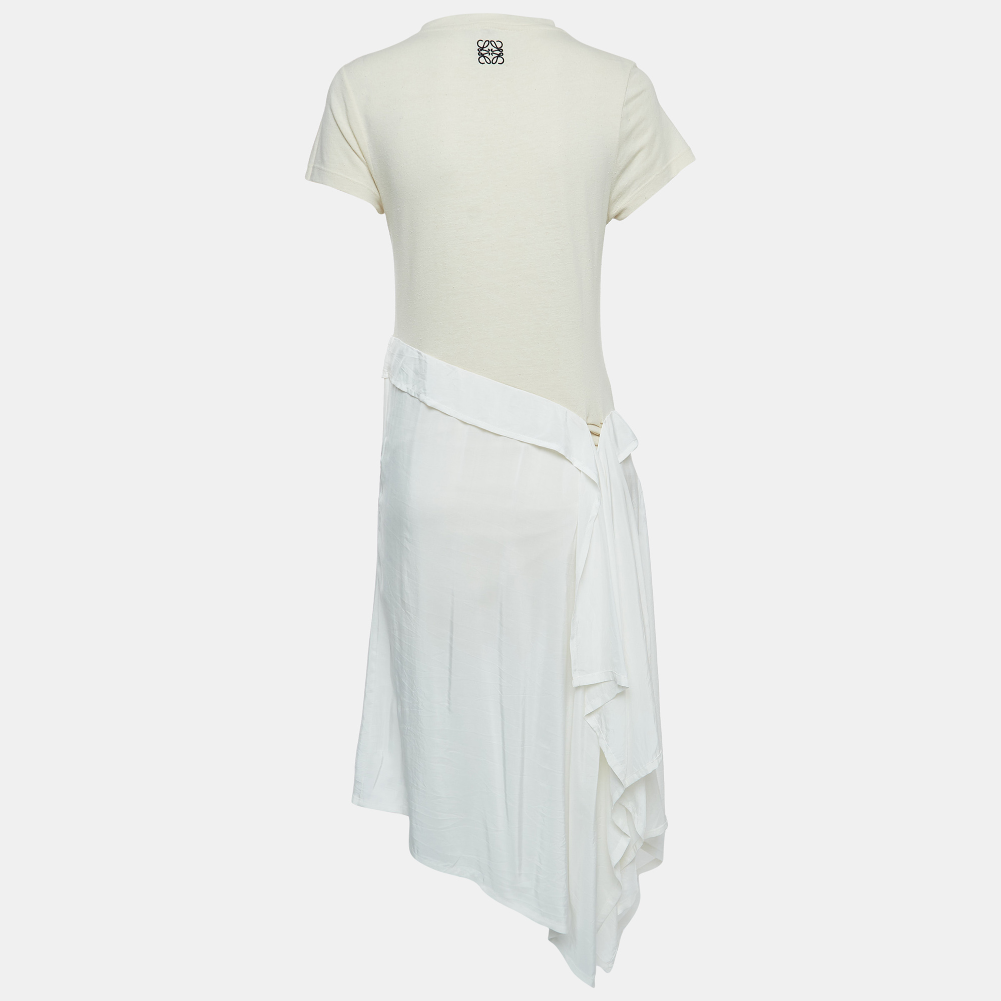 

Loewe Cream/White Cotton & Silk Asymmetrical Midi Dress