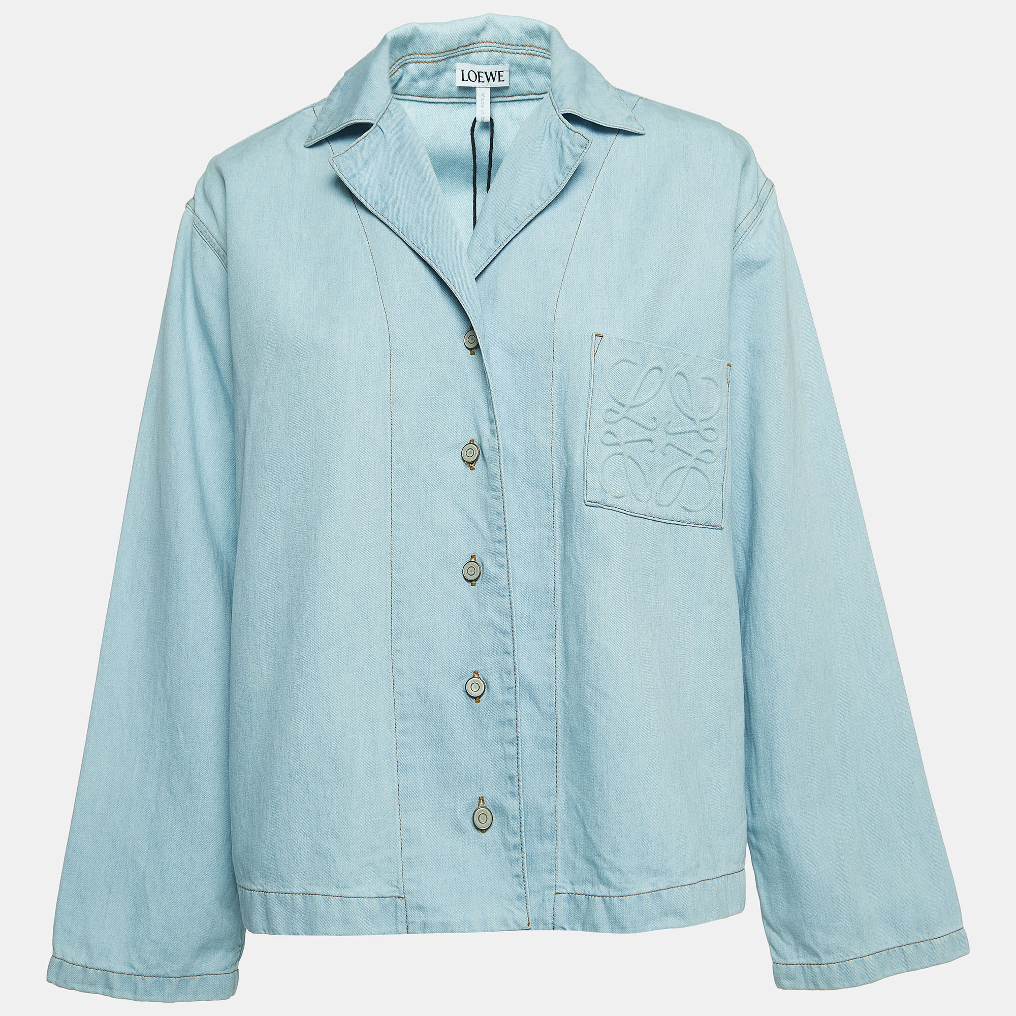 مملوكة مسبقًا Loewe Blue Anagram Pyjama Denim Shirt S