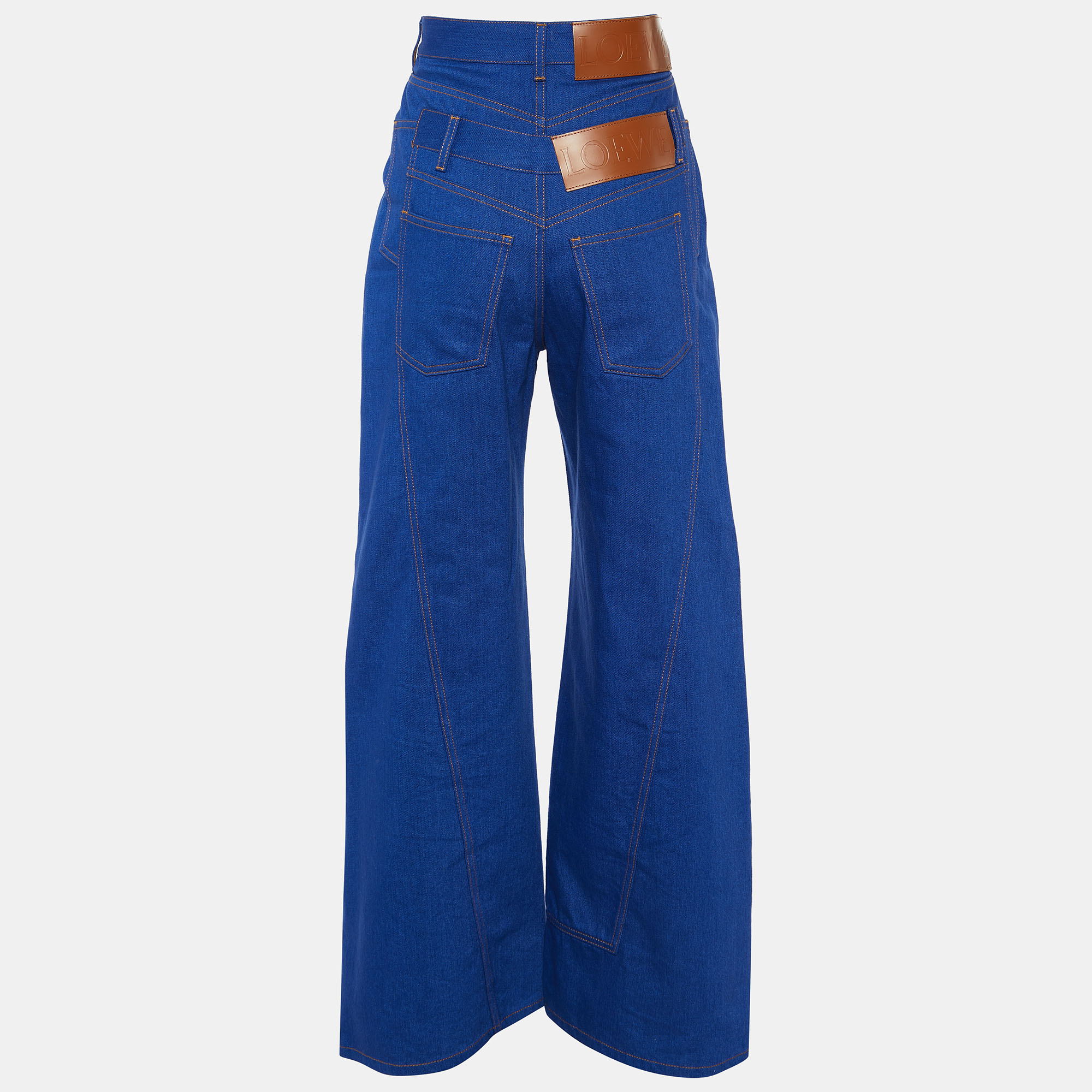 

Loewe Blue Denim Trompe L'Oeil Double Waist Jeans /Waist 28