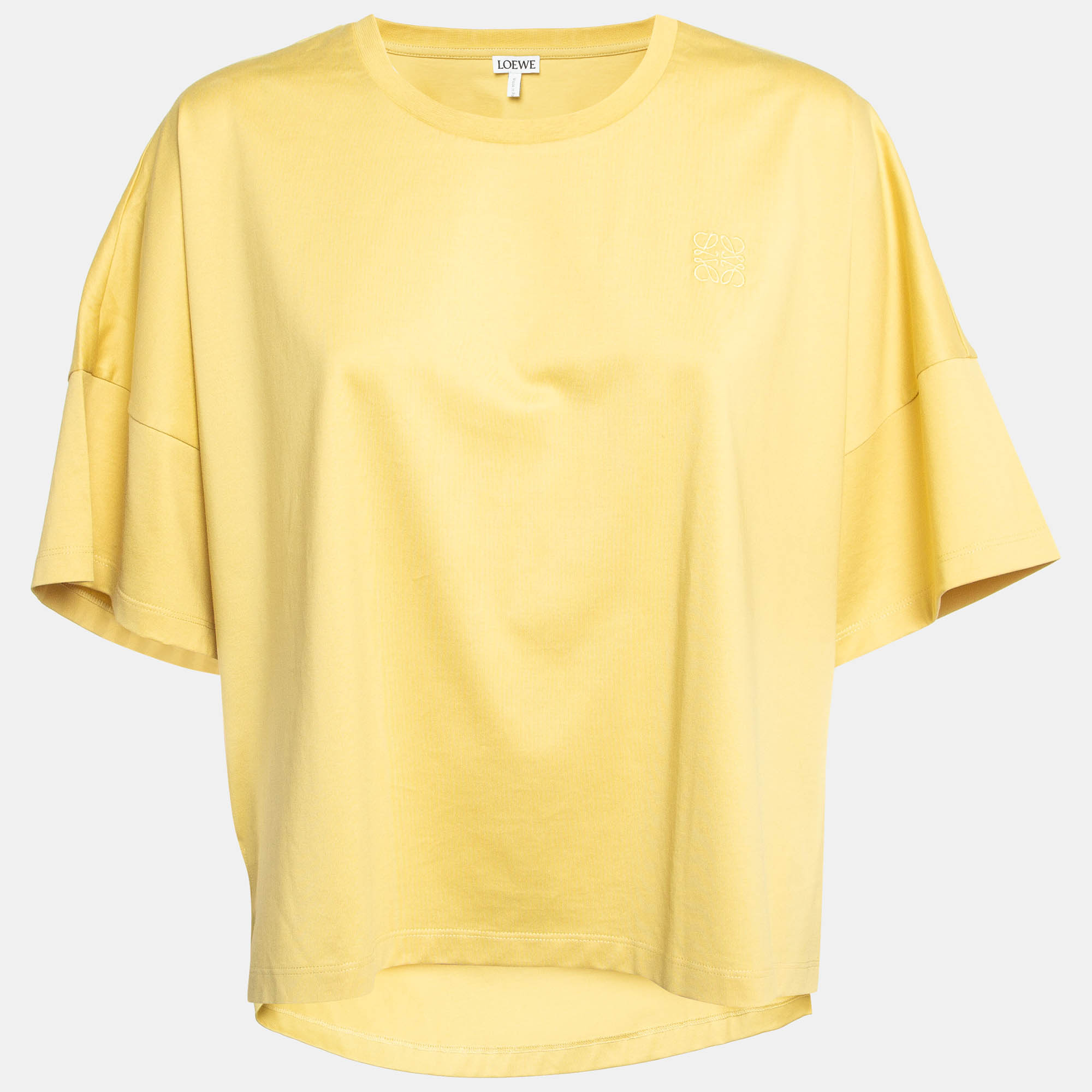 Pre-owned Loewe Yellow Logo Embroidered Cotton T-shirt M