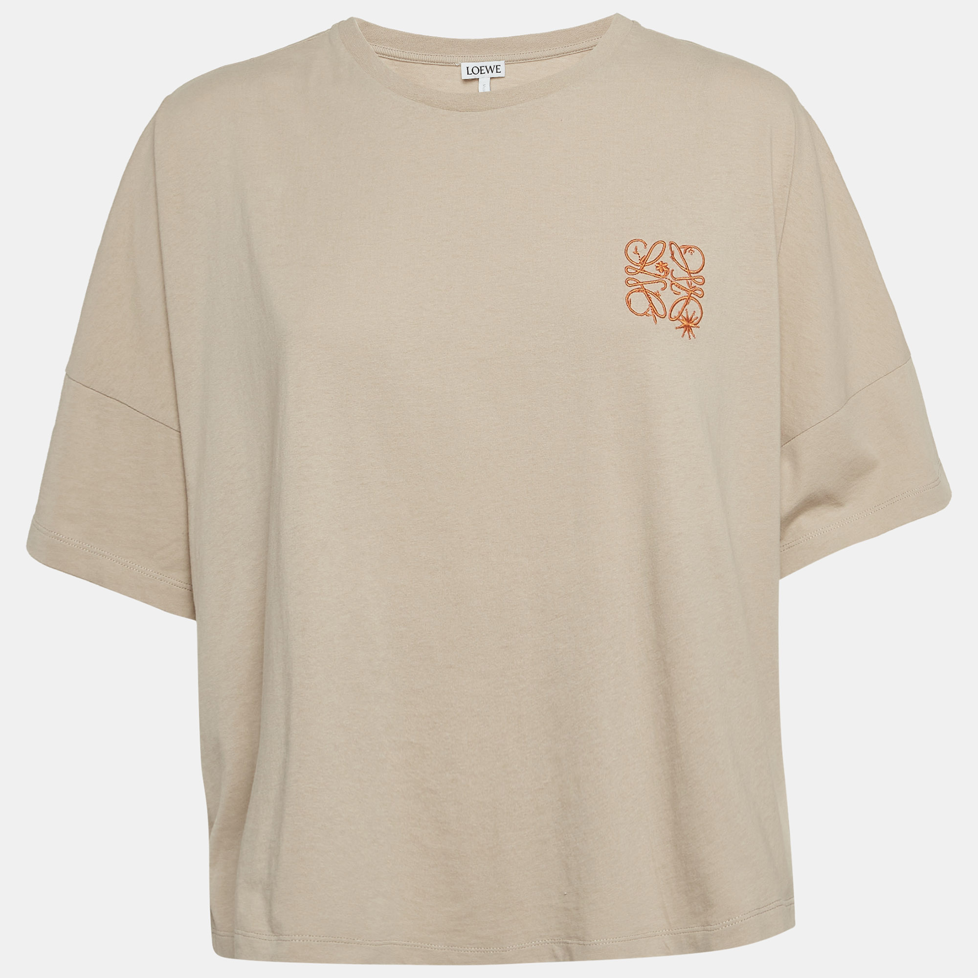 

Loewe Beige Anagram Embroidered Cotton Jersey Oversized T-Shirt