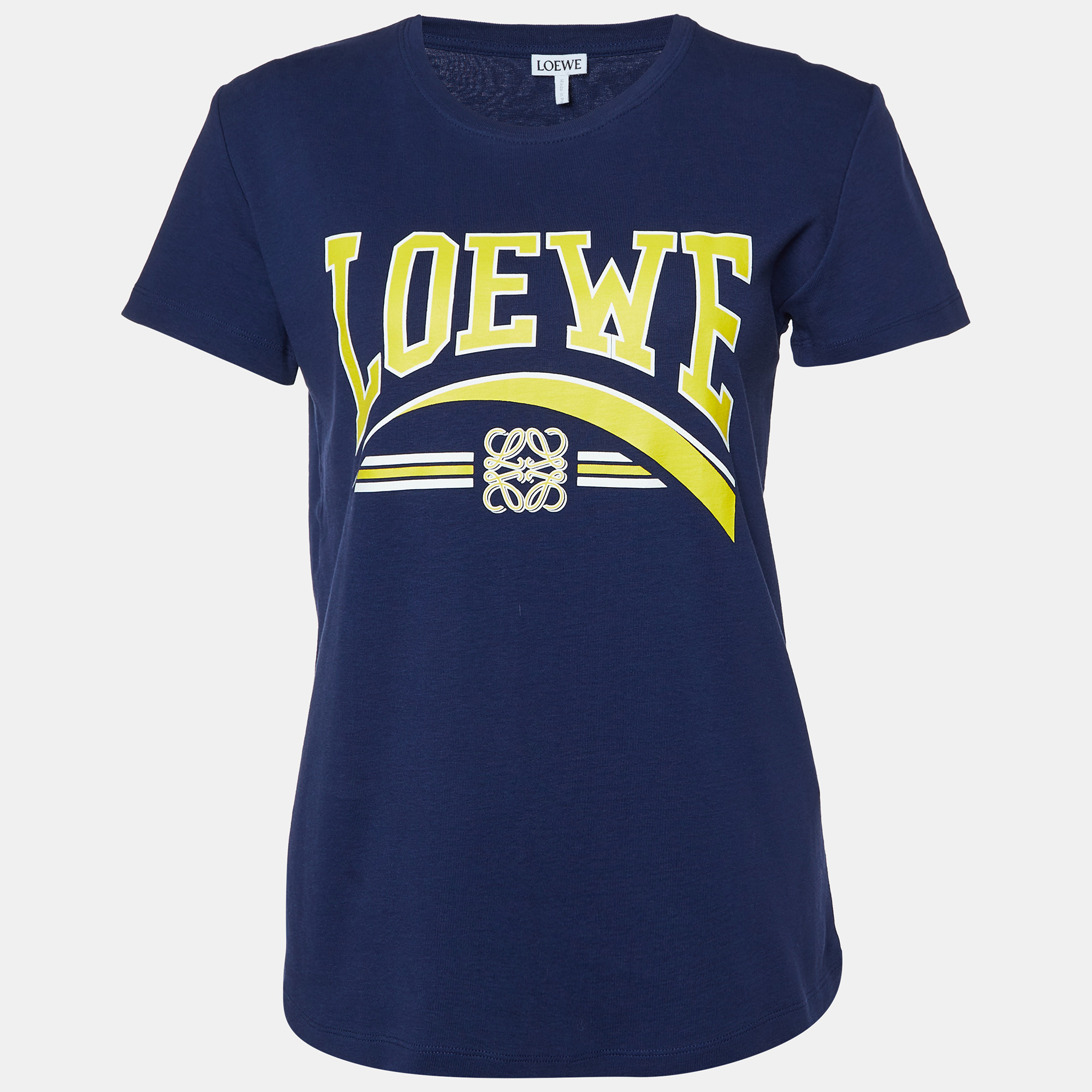 

Loewe Navy Blue Logo Print Cotton Crew Neck T-Shirt S