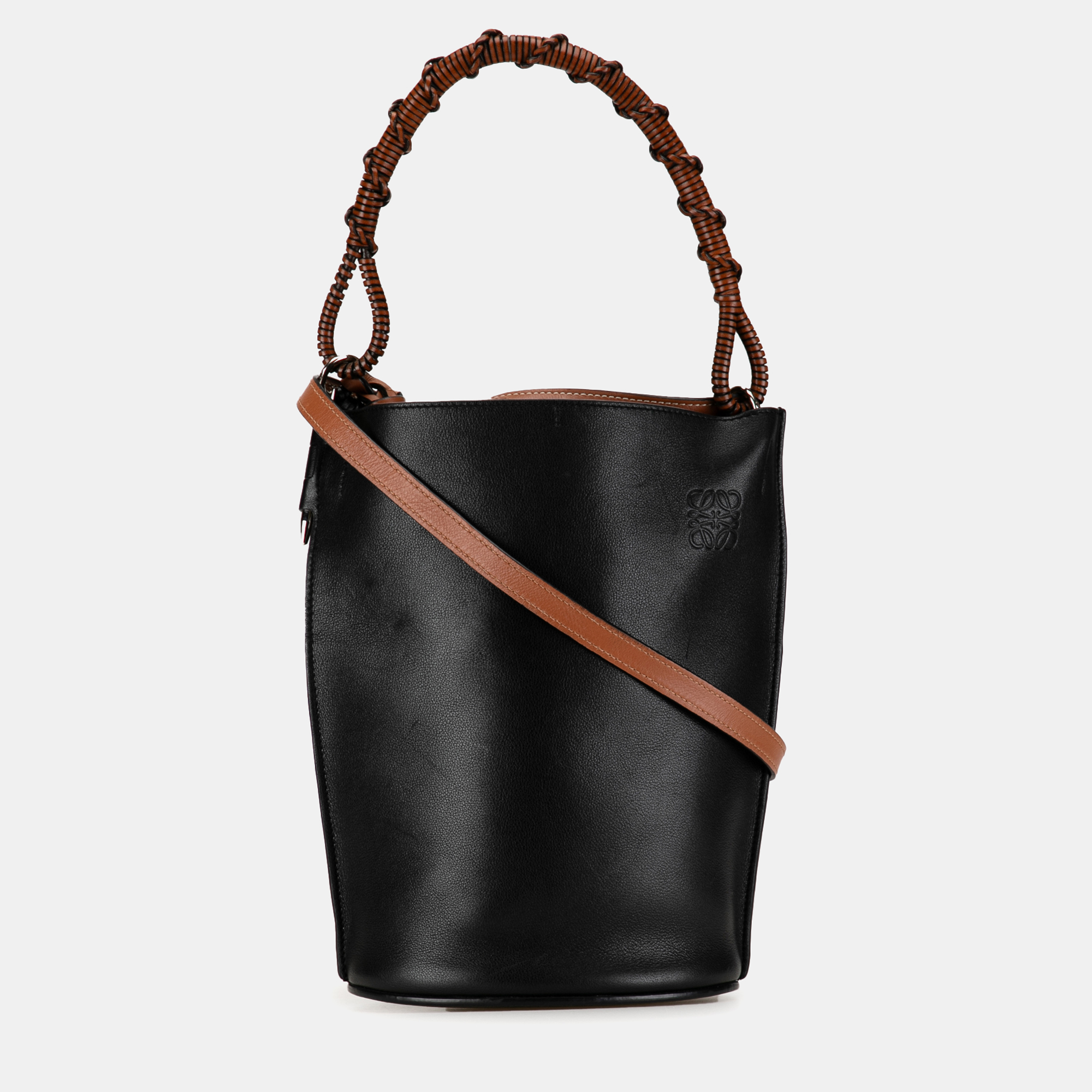 

Loewe Leather Anagram Gate Bucket Bag, Black