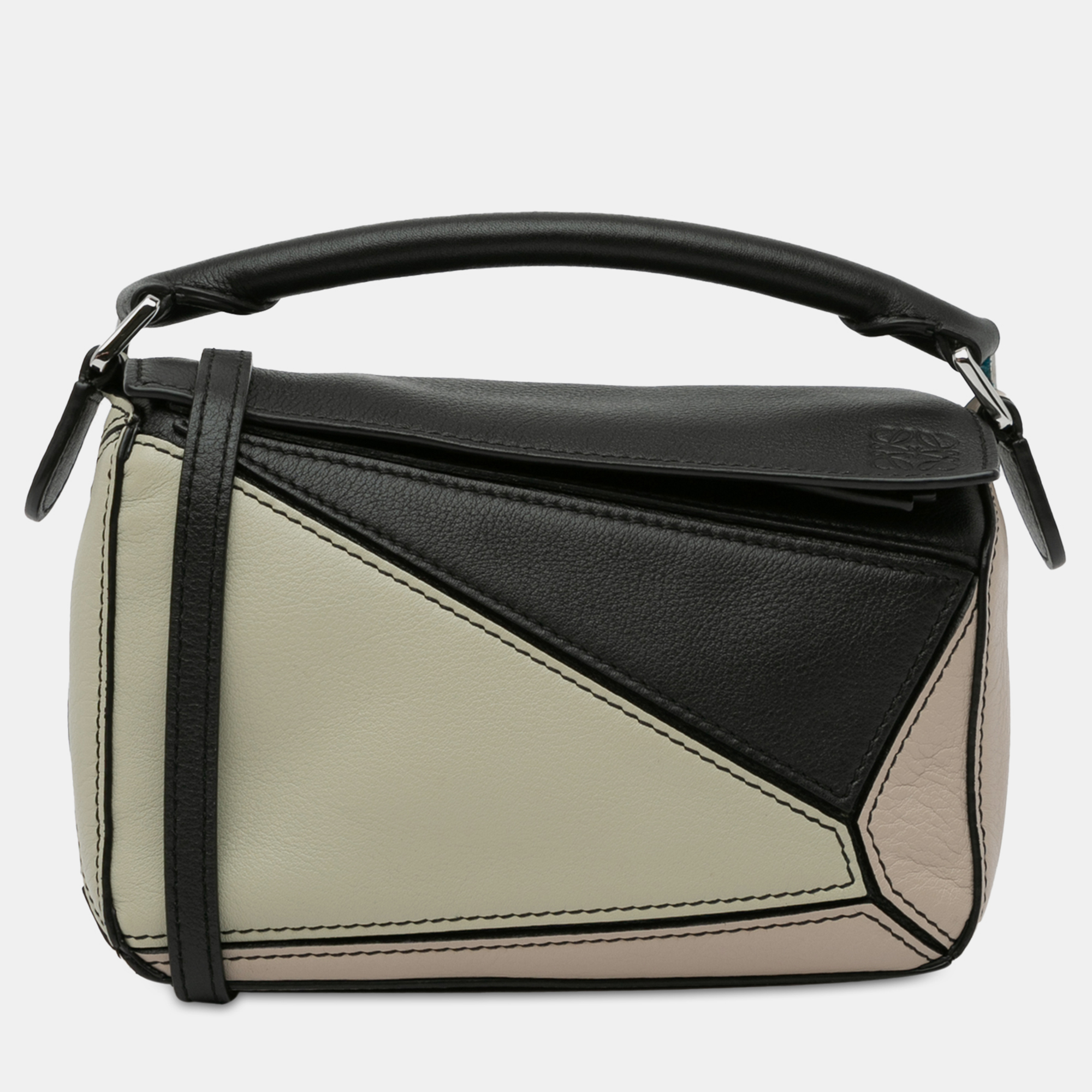 

Loewe Mini Tricolor Puzzle Satchel, Black