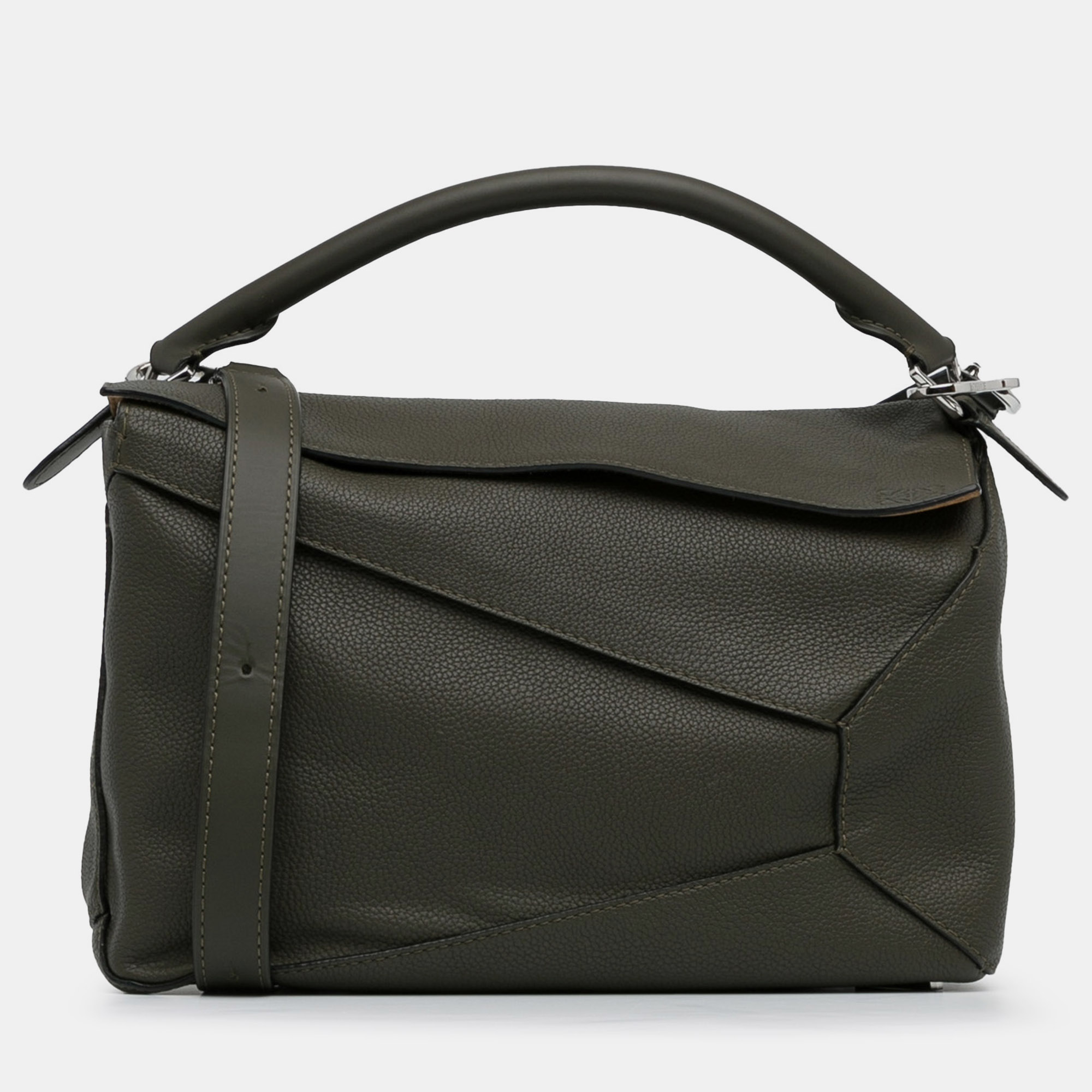 

Loewe Large Puzzle Edge Satchel Bag, Green