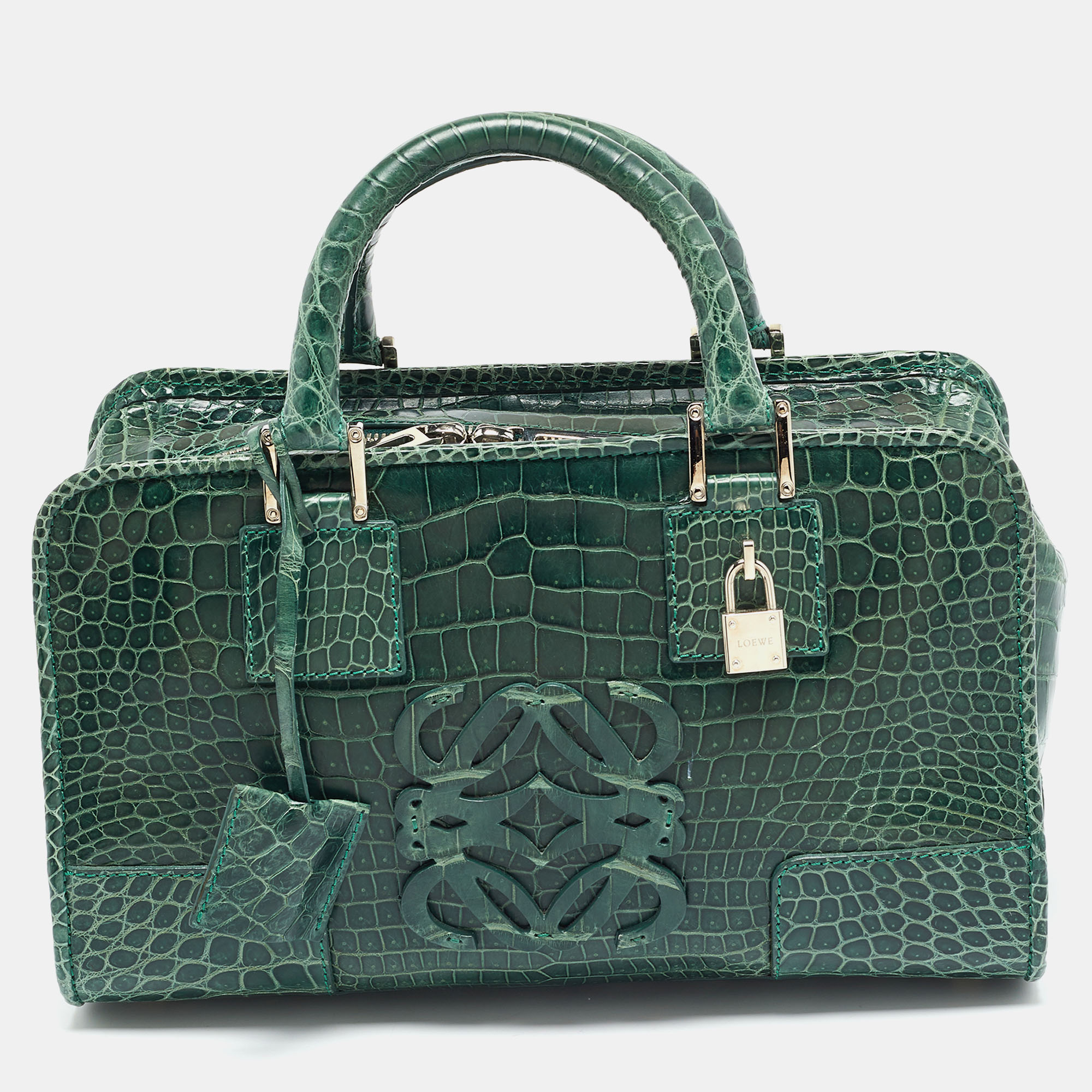 

Loewe Green Crocodile Amazona Satchel