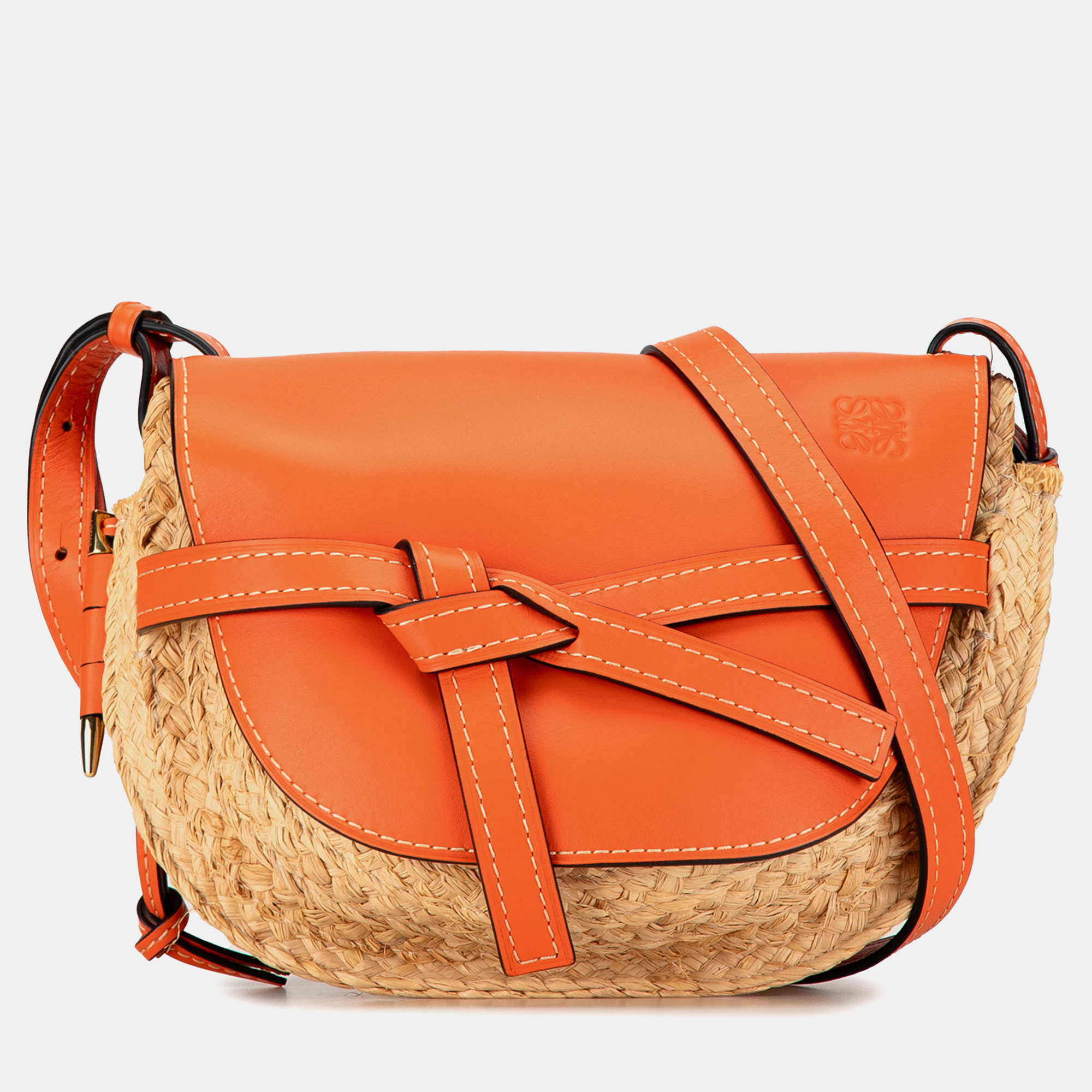 

Loewe Brown/Orange Raffia Small Gate Crossbody Bag