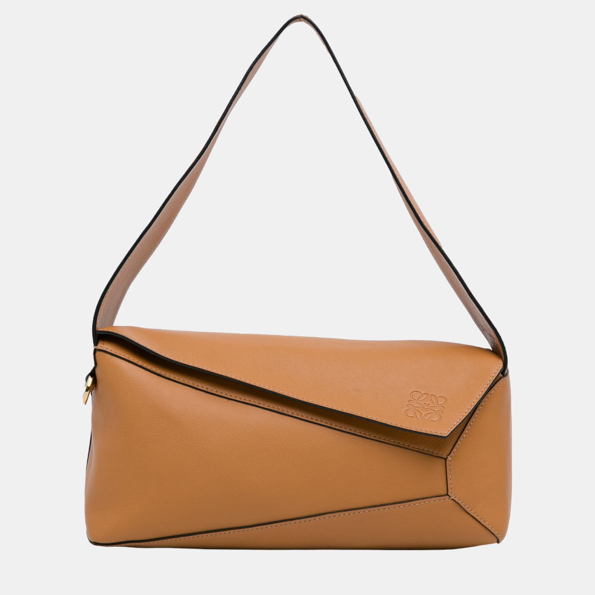 

Loewe Brown Tone Leather Puzzle Hobo Bag