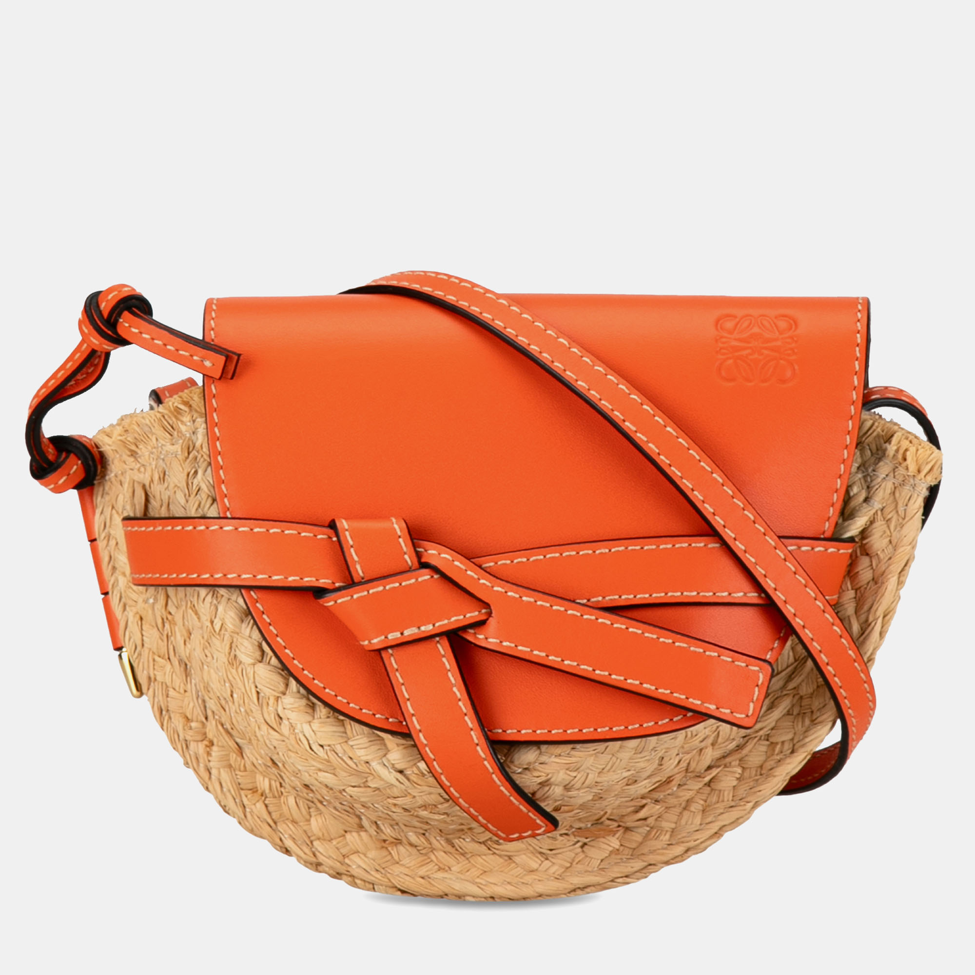 

Loewe Orange Raffia Mini Gate Crossbody Bag, Beige