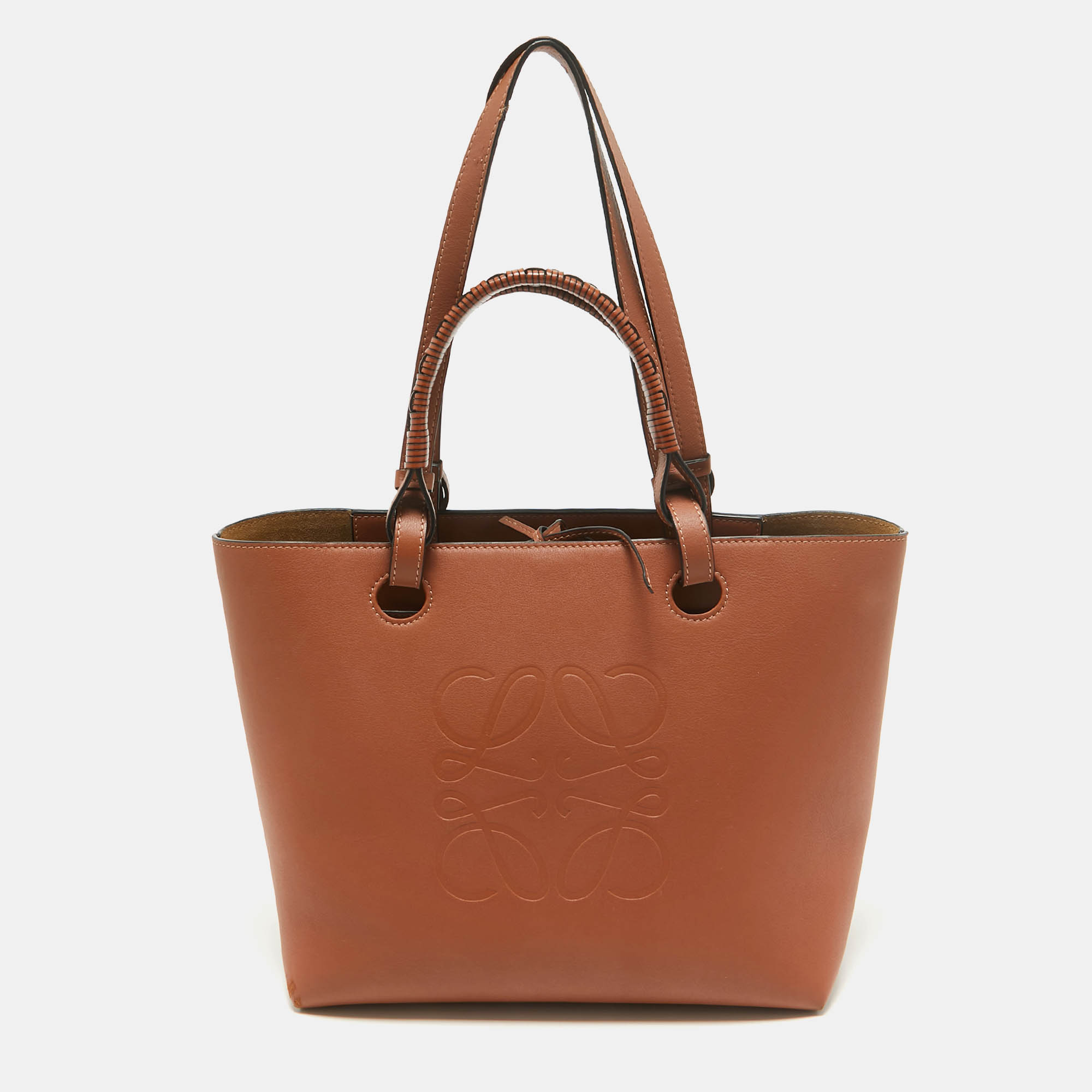 Pre-owned Loewe Brown Leather Small Anagram Tote