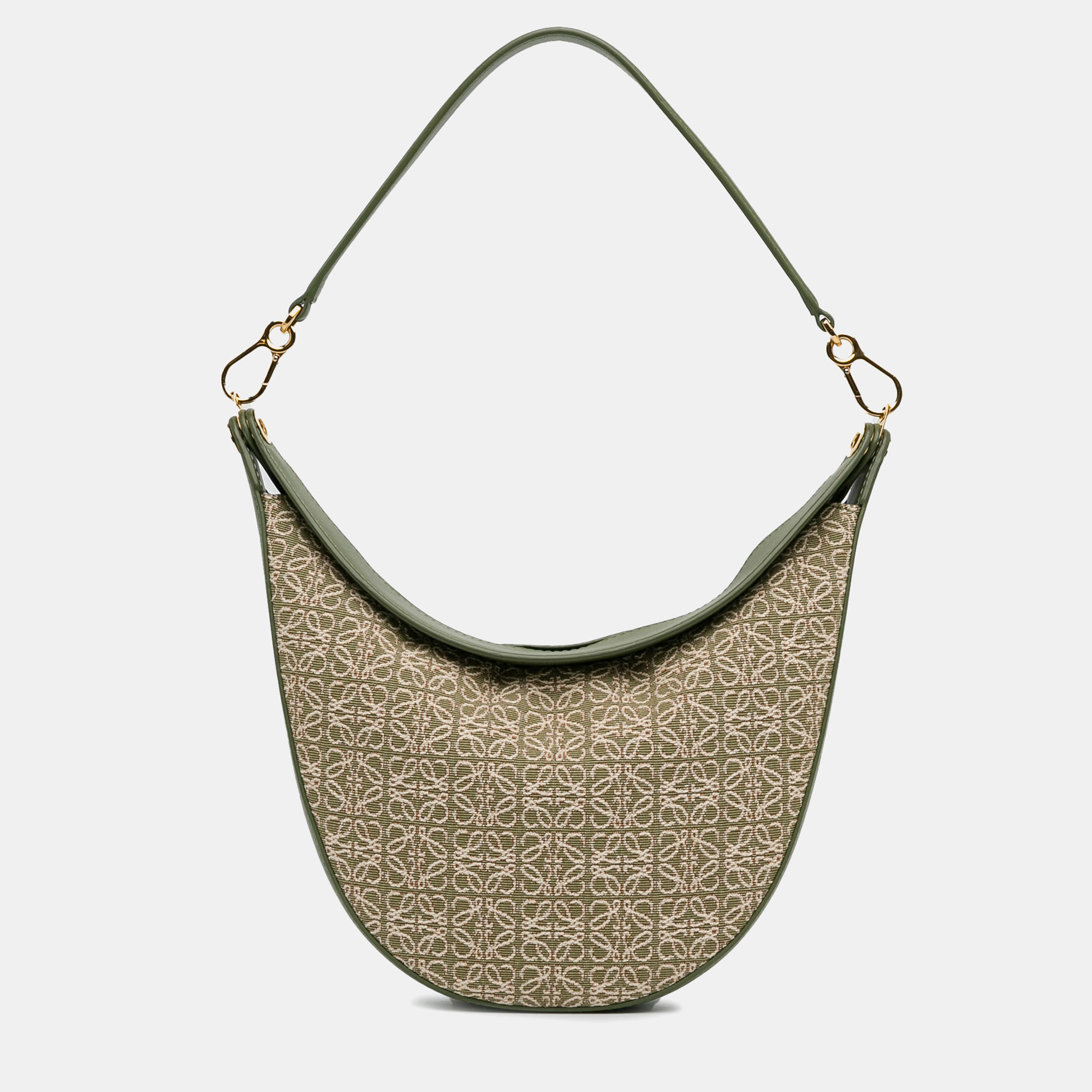 Pre-owned Loewe Anagram Canvas Luna Hobo In Green