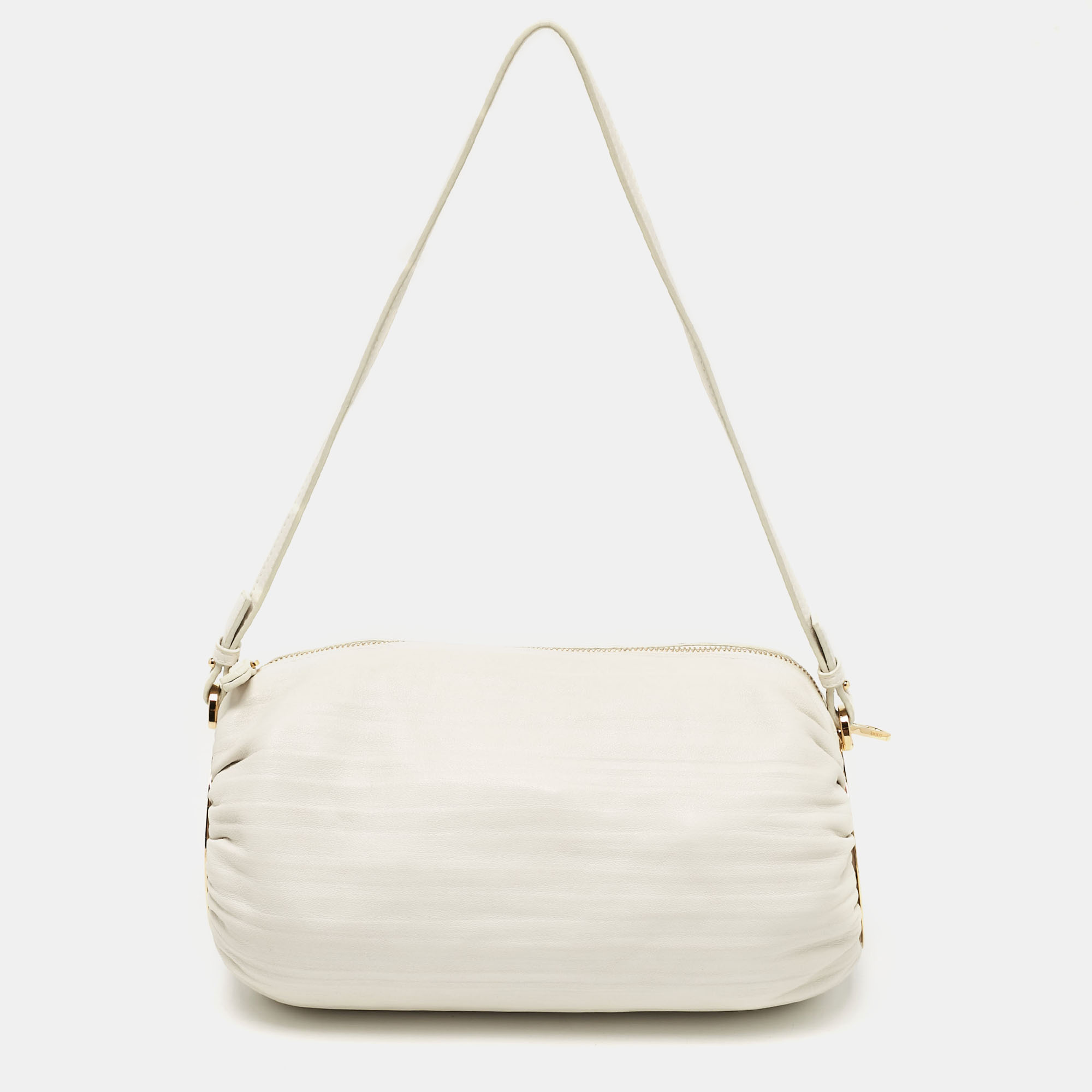 

Loewe White Pleated Leather Bracelet Pouch Bag