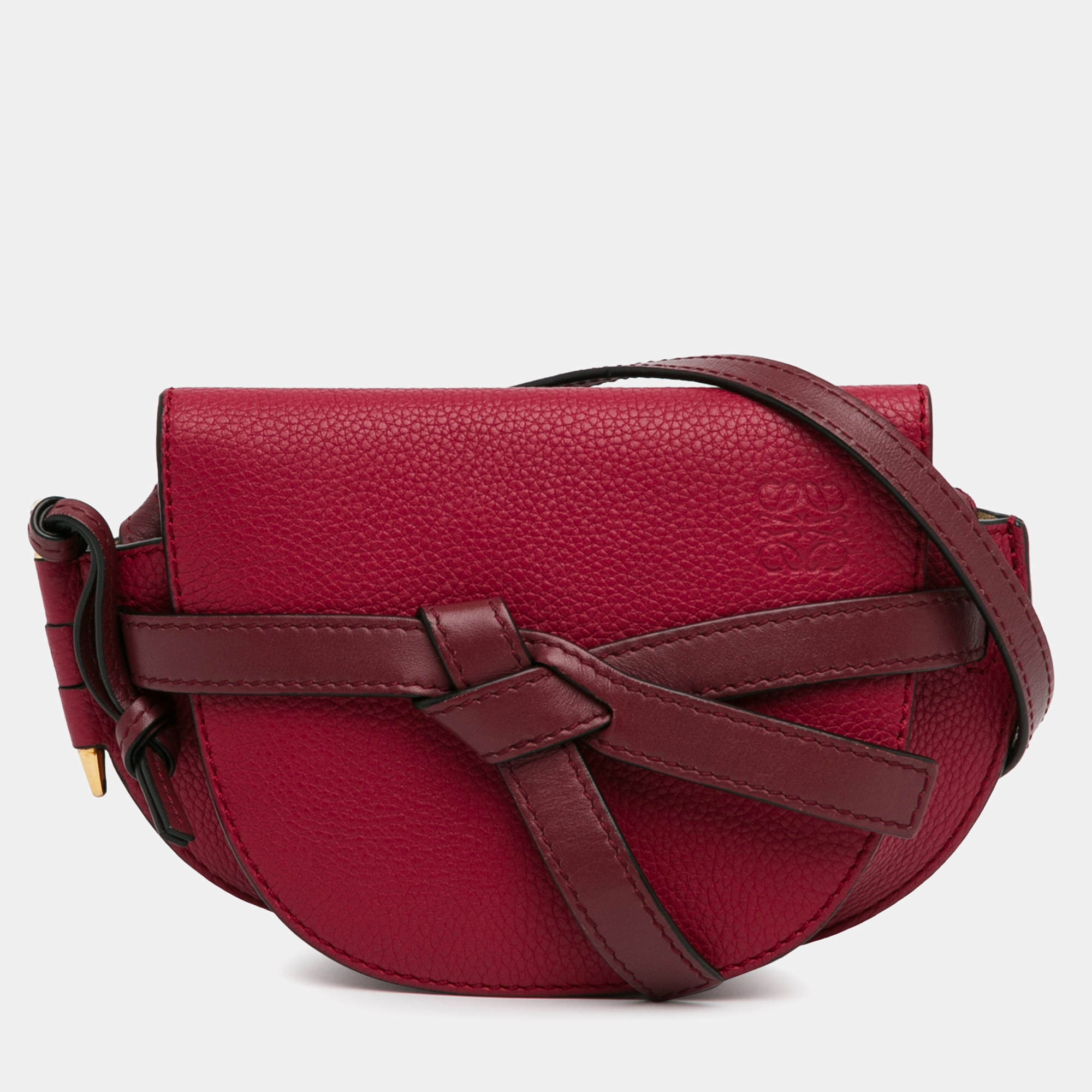 

Loewe Raspberry Wine Grained Calfskin Mini Gate Crossbody Bag, Red