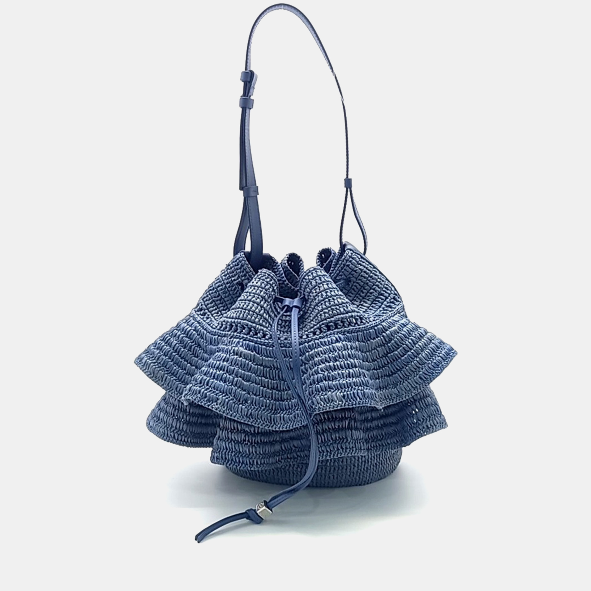 

Loewe Raffia Balloon Ruffle Bag, Blue