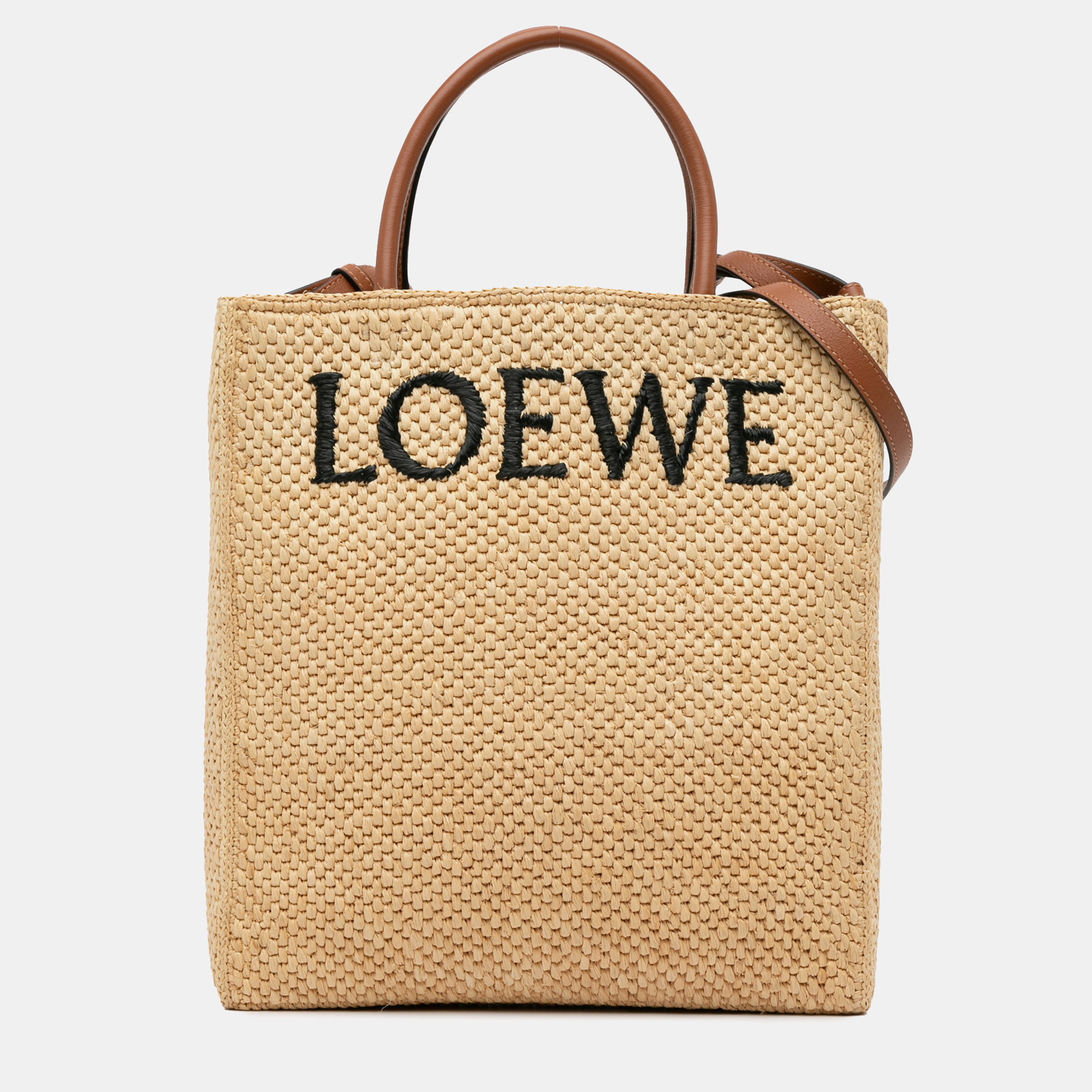 

Loewe Beige Raffia Small Raffia Standard A4 Satchel Bag