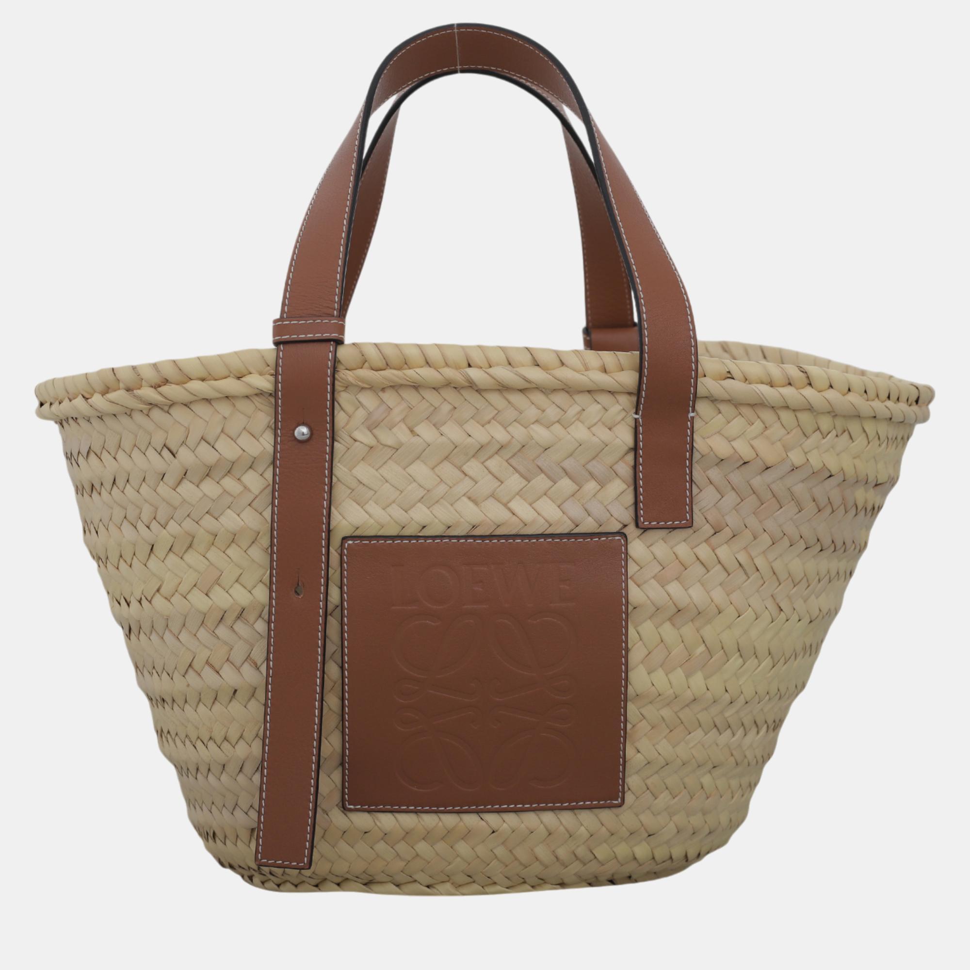 

Loewe Large Woven Basket Bag, Beige