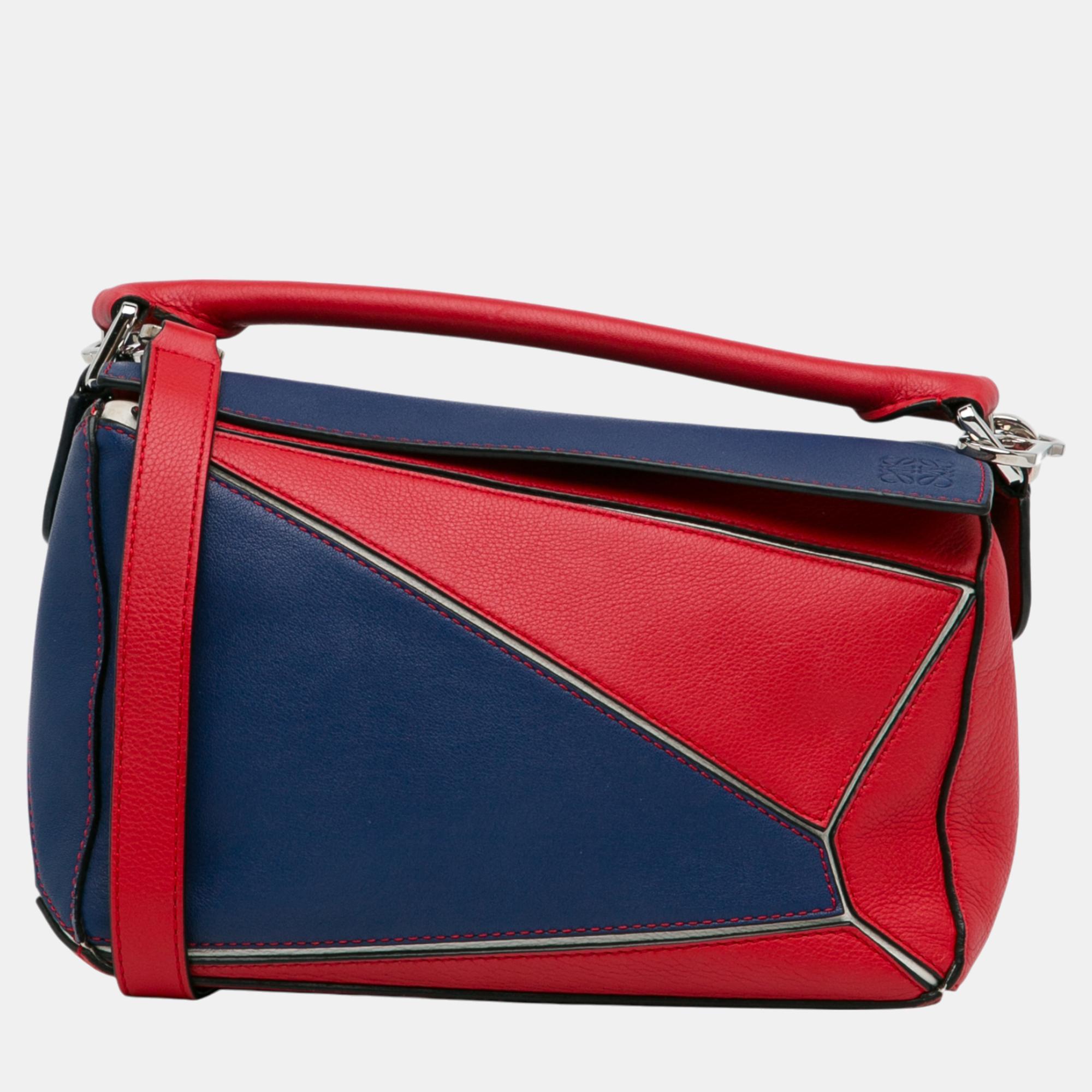 

Loewe Blue/Red Small Bicolor Puzzle Satchel