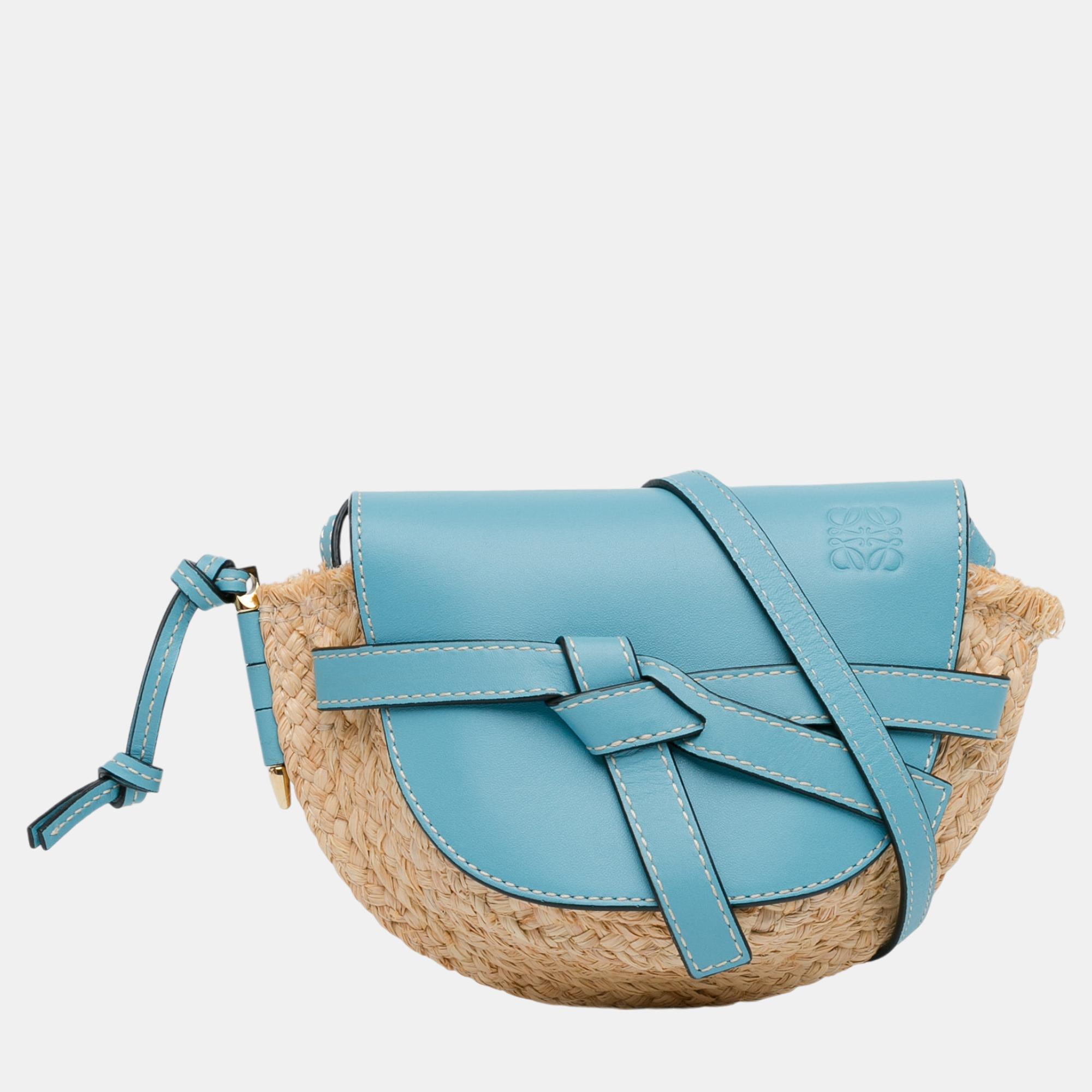 

Loewe Beige/Blue Mini Raffia Gate Crossbody