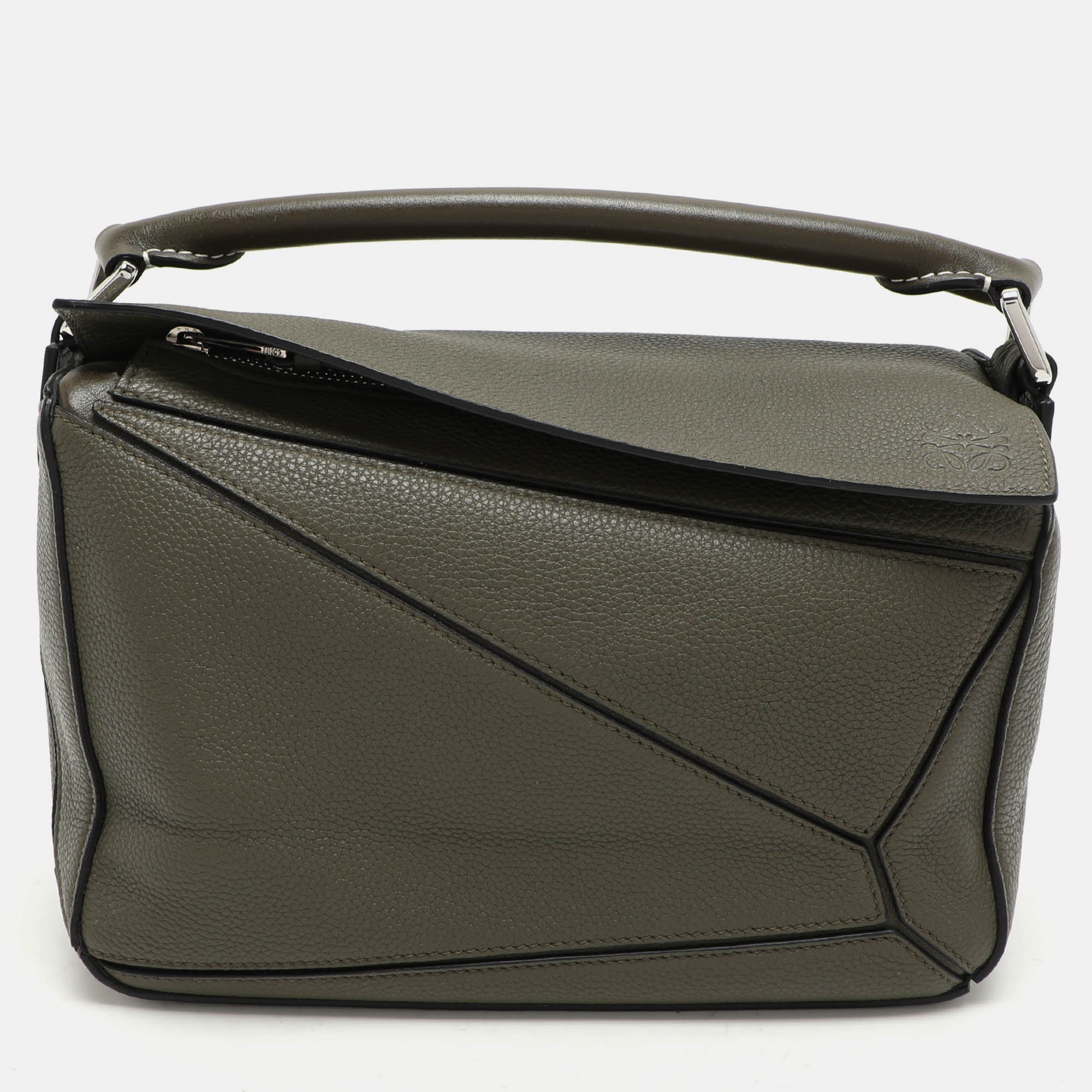 

Loewe Olive Green Leather  Puzzle Shoulder Bag