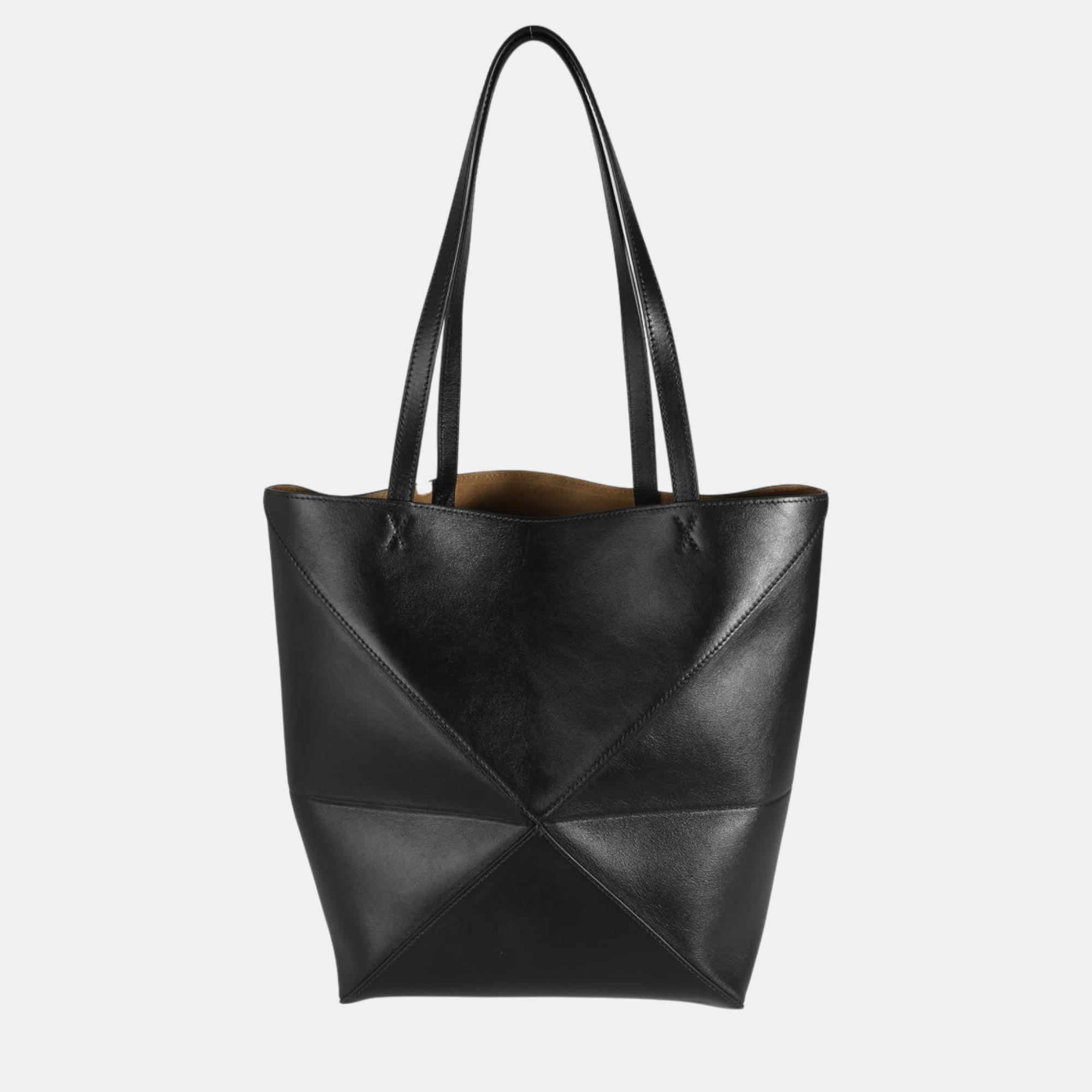 

Loewe Black Calfskin Medium Puzzle Fold Tote bag