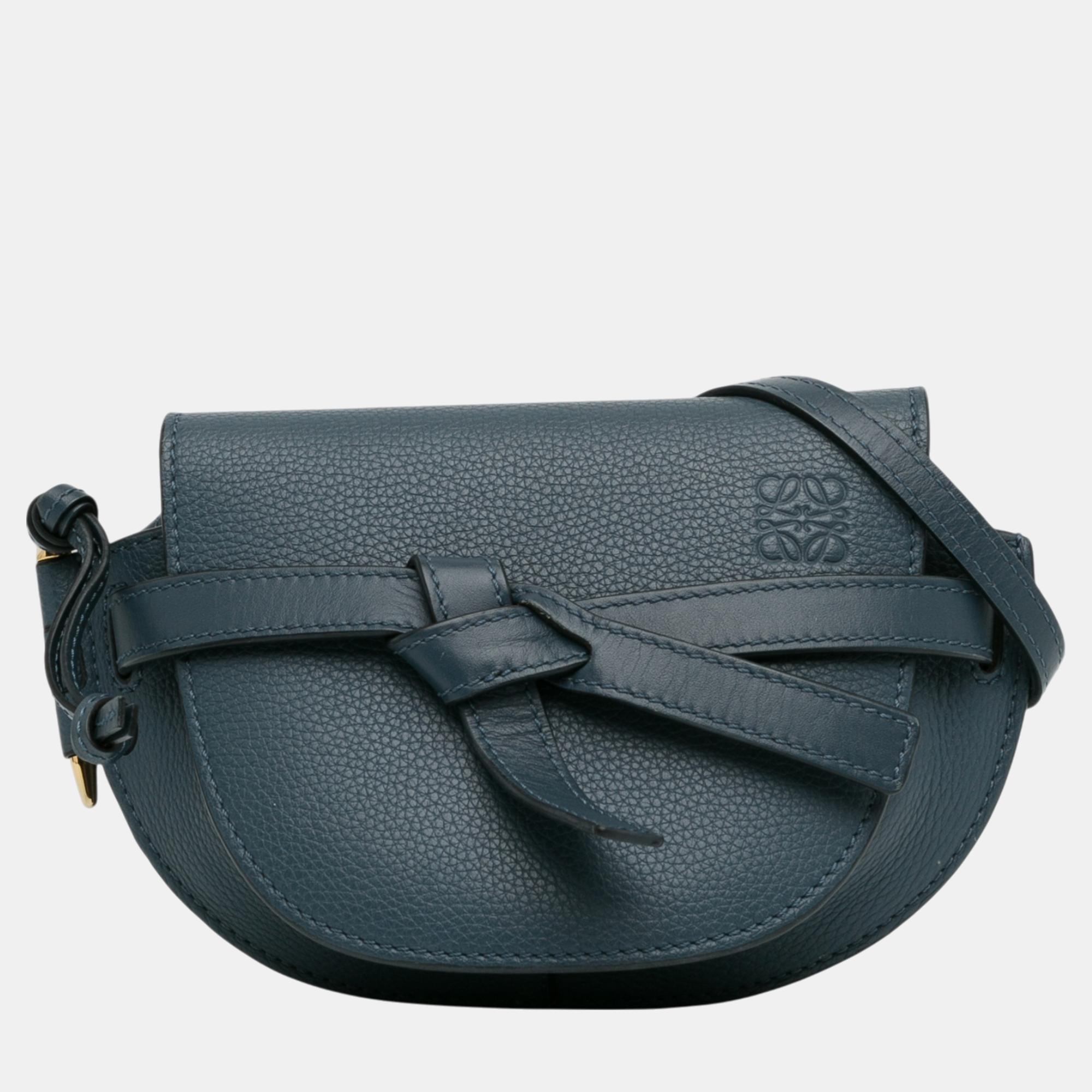 

Loewe Mini Gate Crossbody Bag, Blue