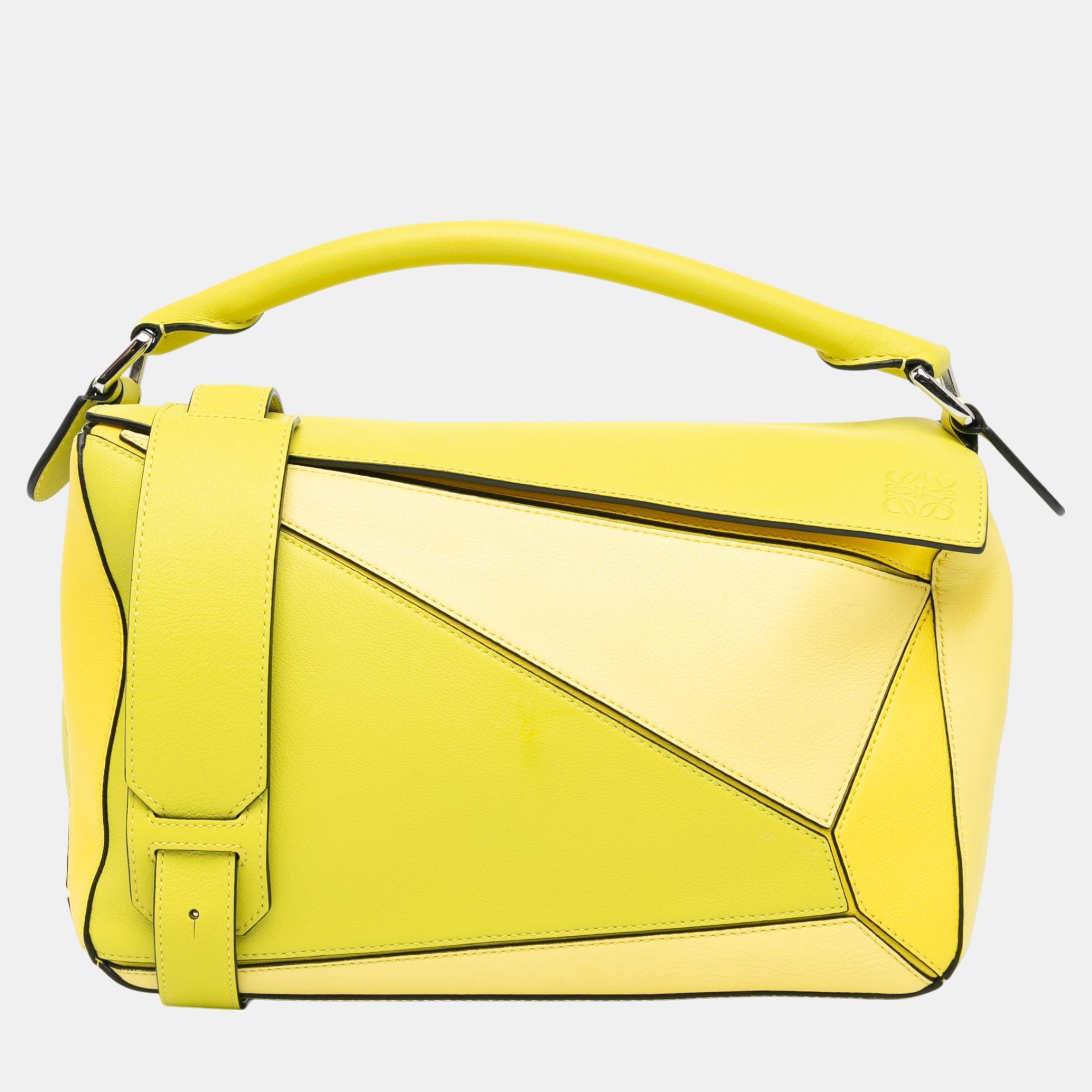 Pre-owned Loewe Medium Puzzle Bag In Yellow