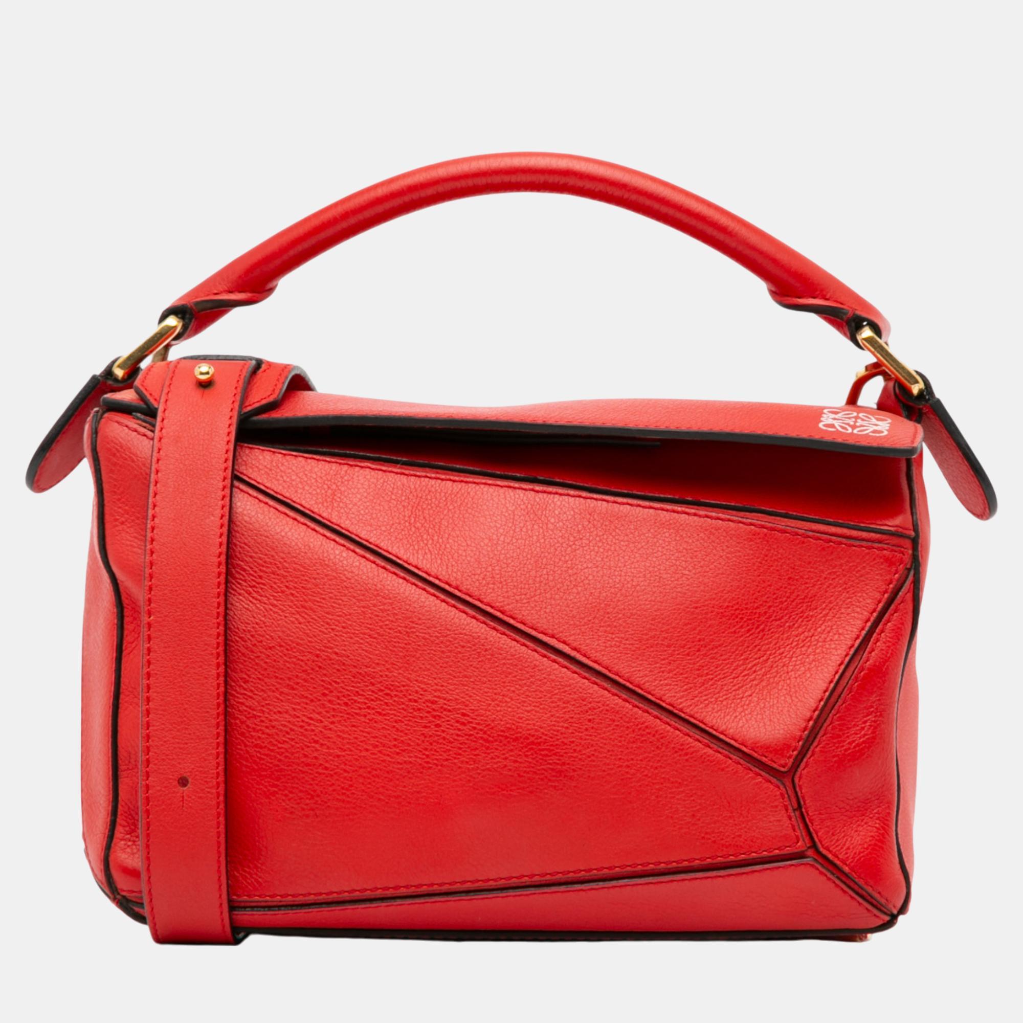 

Loewe Small Puzzle Satchel Bag, Red