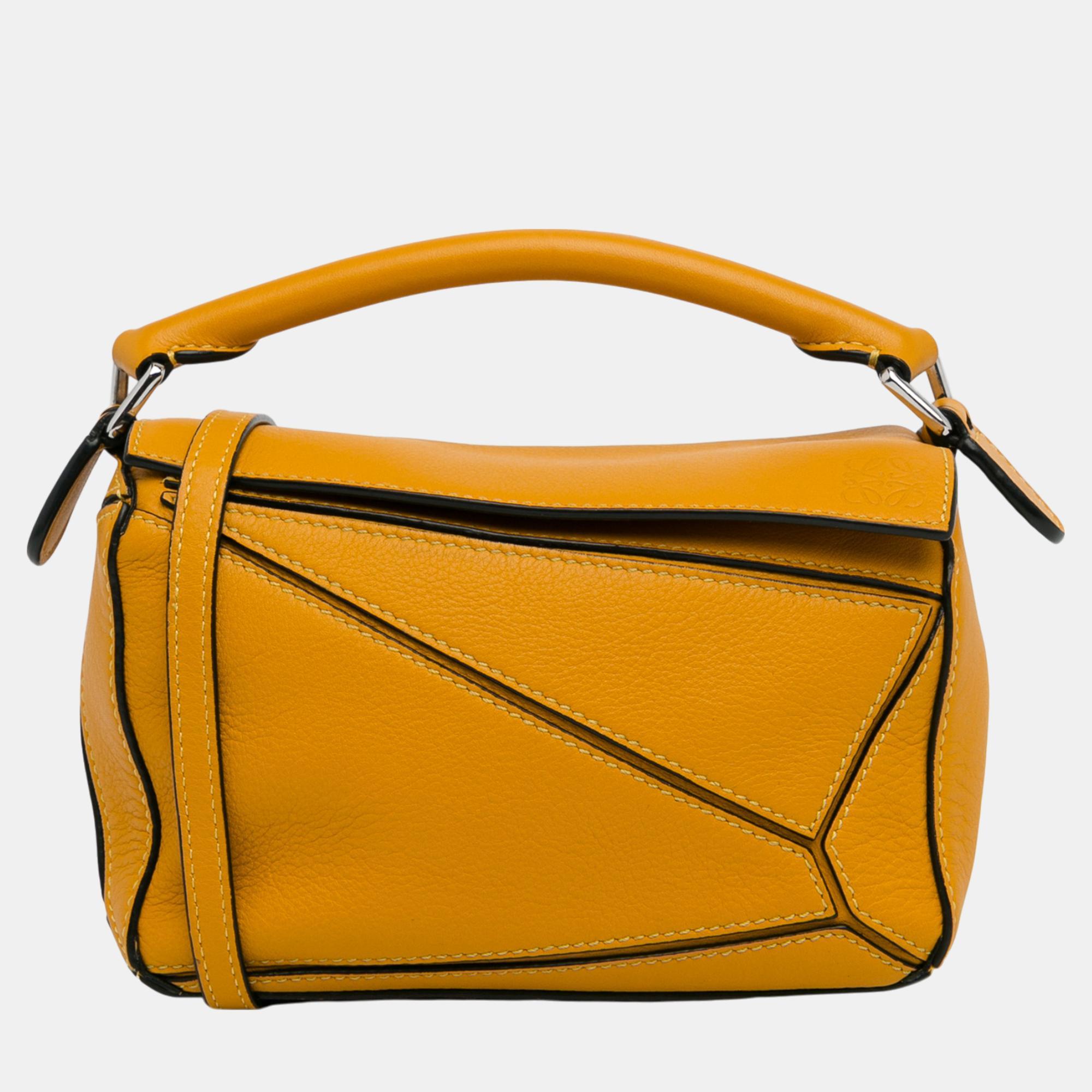 

Loewe Mini Puzzle Satchel Bag, Yellow