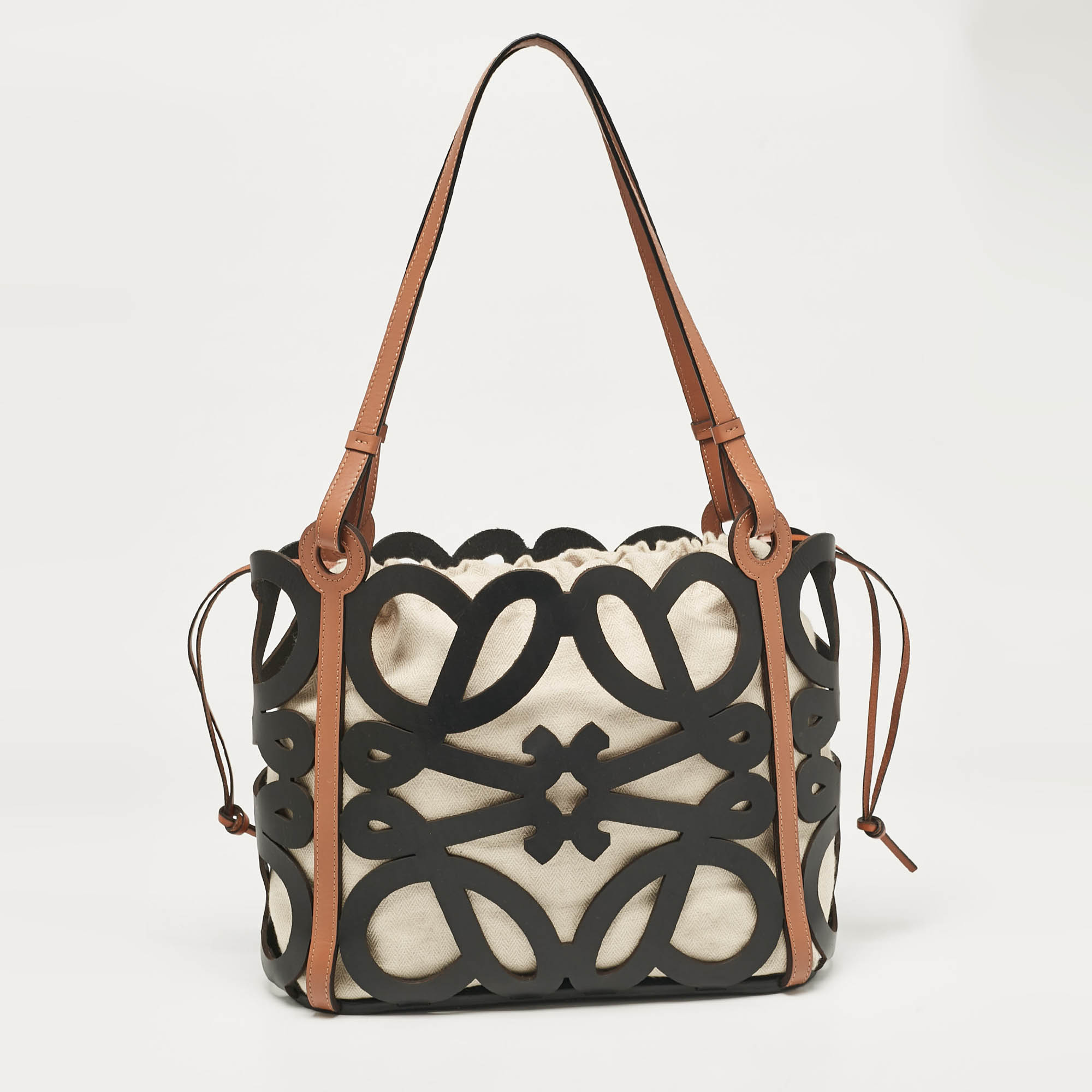 

Loewe Black/Brown Leather Anagram Cut Out Tote