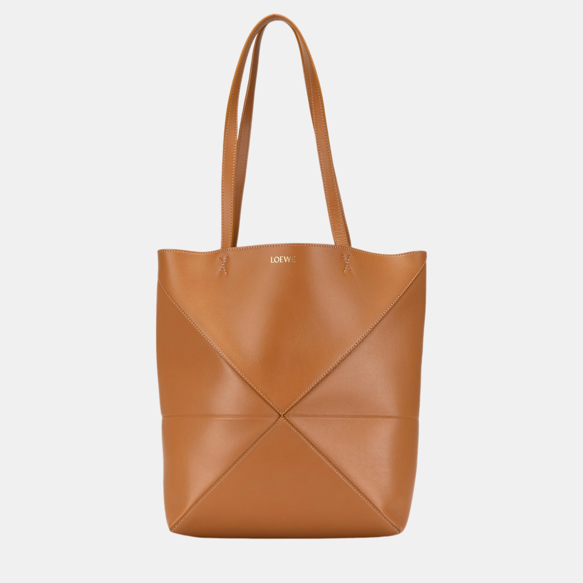 Pre-owned Loewe Brown Medium Puzzle Fold Tote