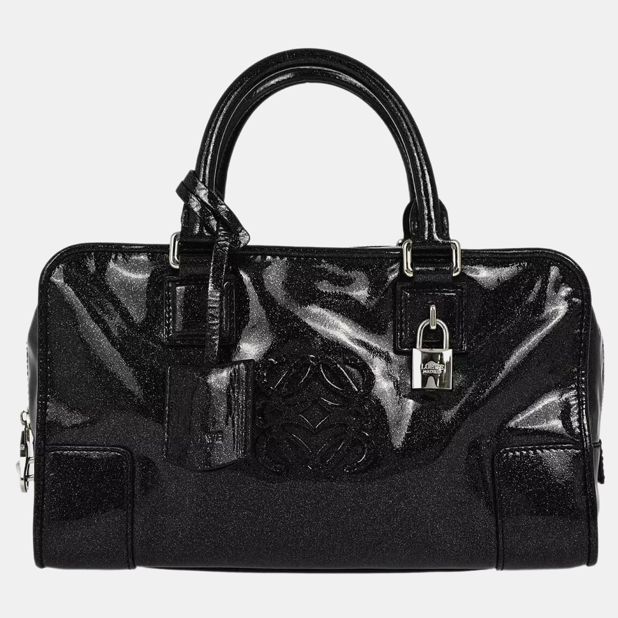 Pre-owned Loewe Black Patent Leather Amazona 28 Handbag