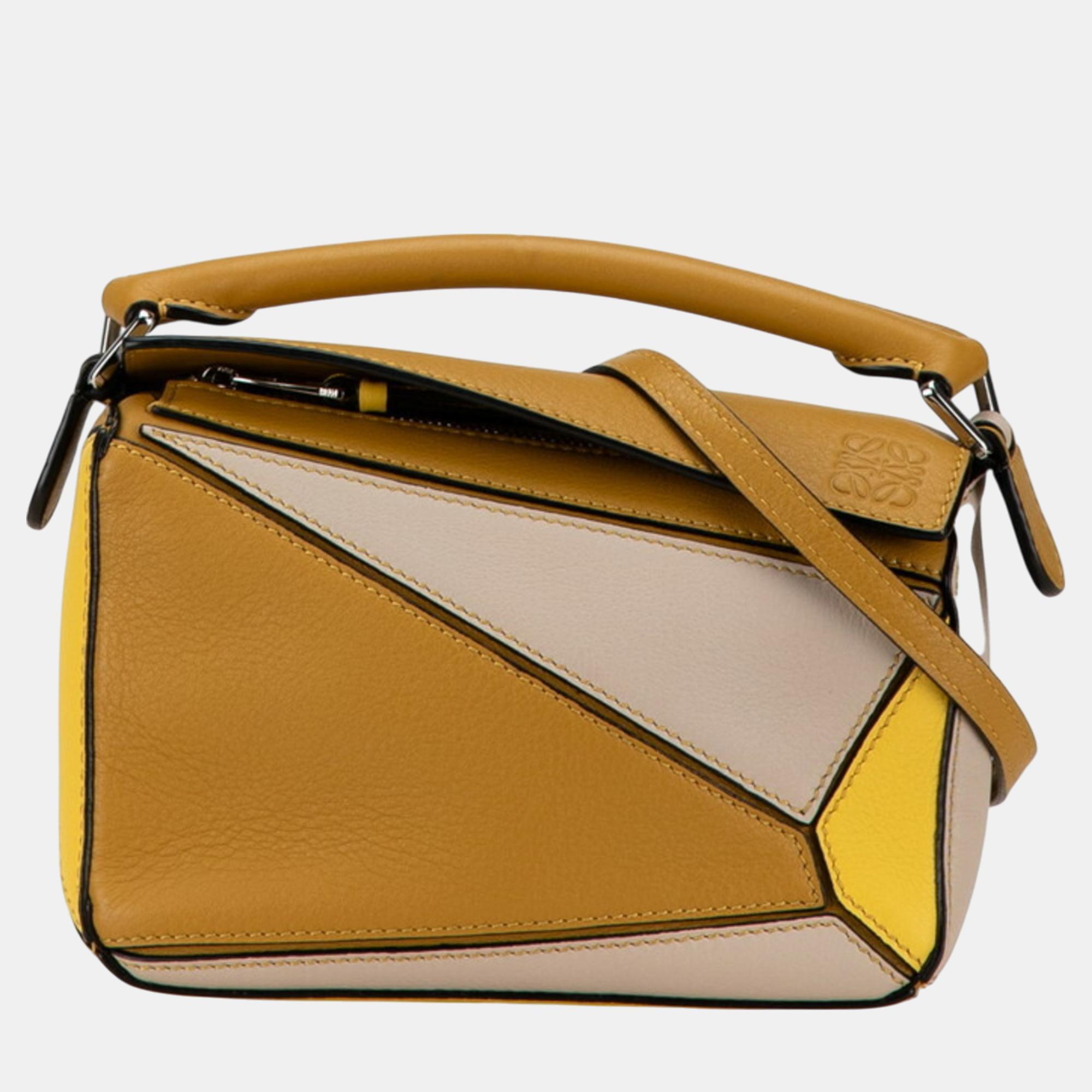 

Loewe Yellow White Leather Anagram Puzzle Bag, Multicolor