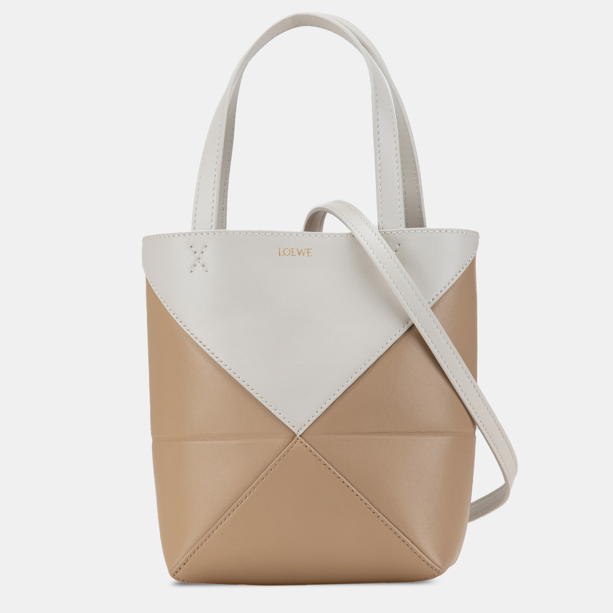 

Loewe Brown Calf Leather Mini Bicolor Puzzle Fold Tote