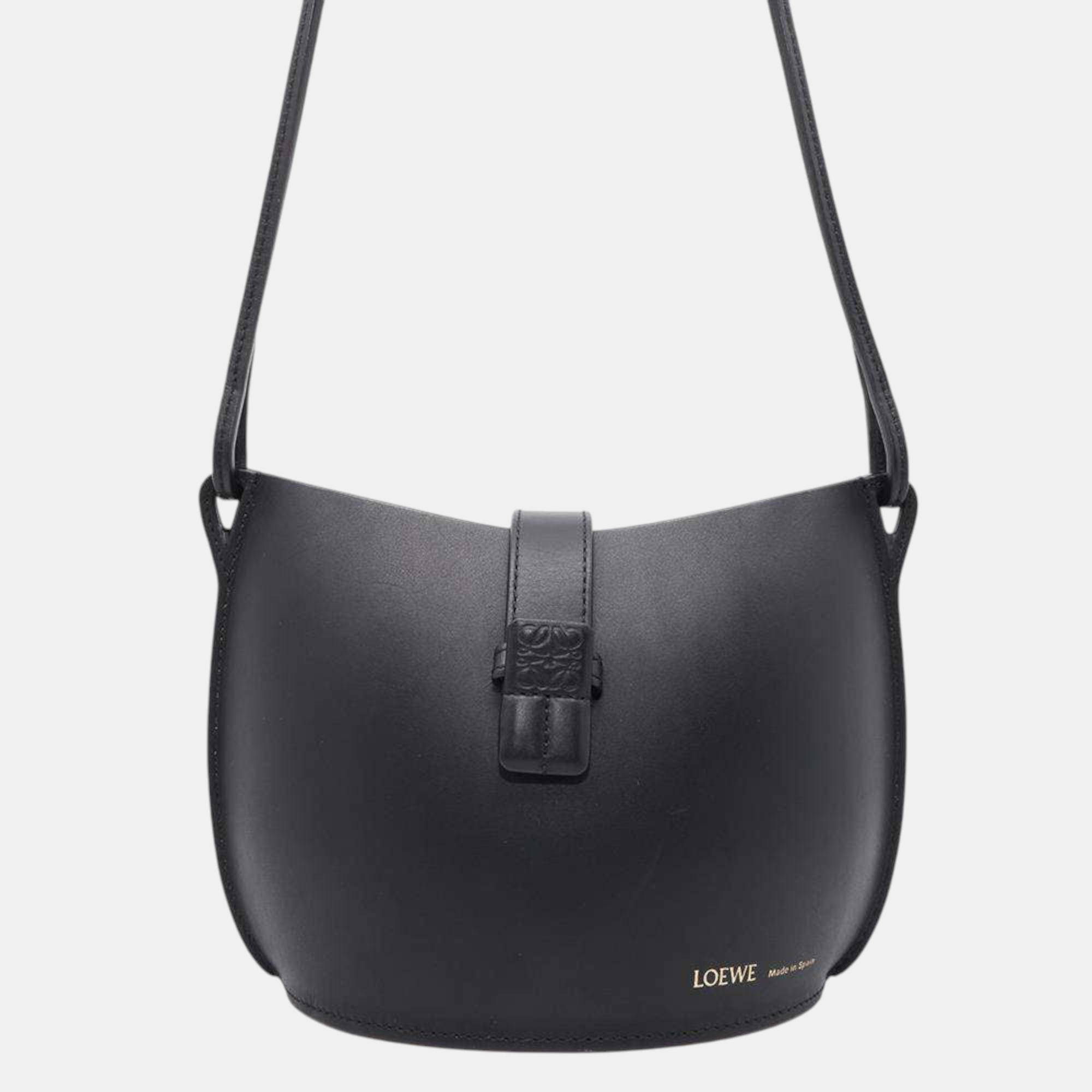 

Loewe Black Leather Molded Bucket Shoulder Bag