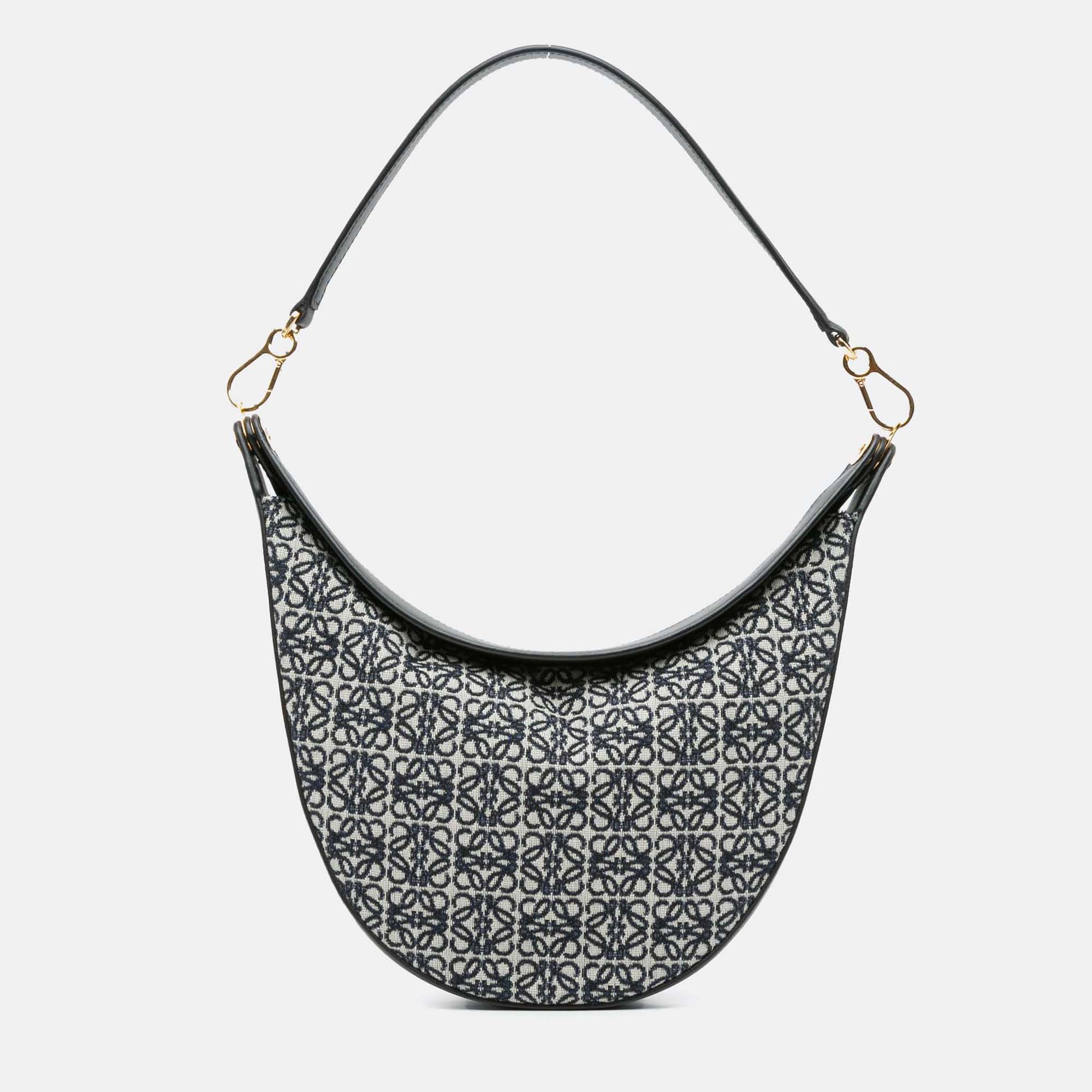 

Loewe Black Grey Canvas and Leather Anagram Luna Shoulder Bag