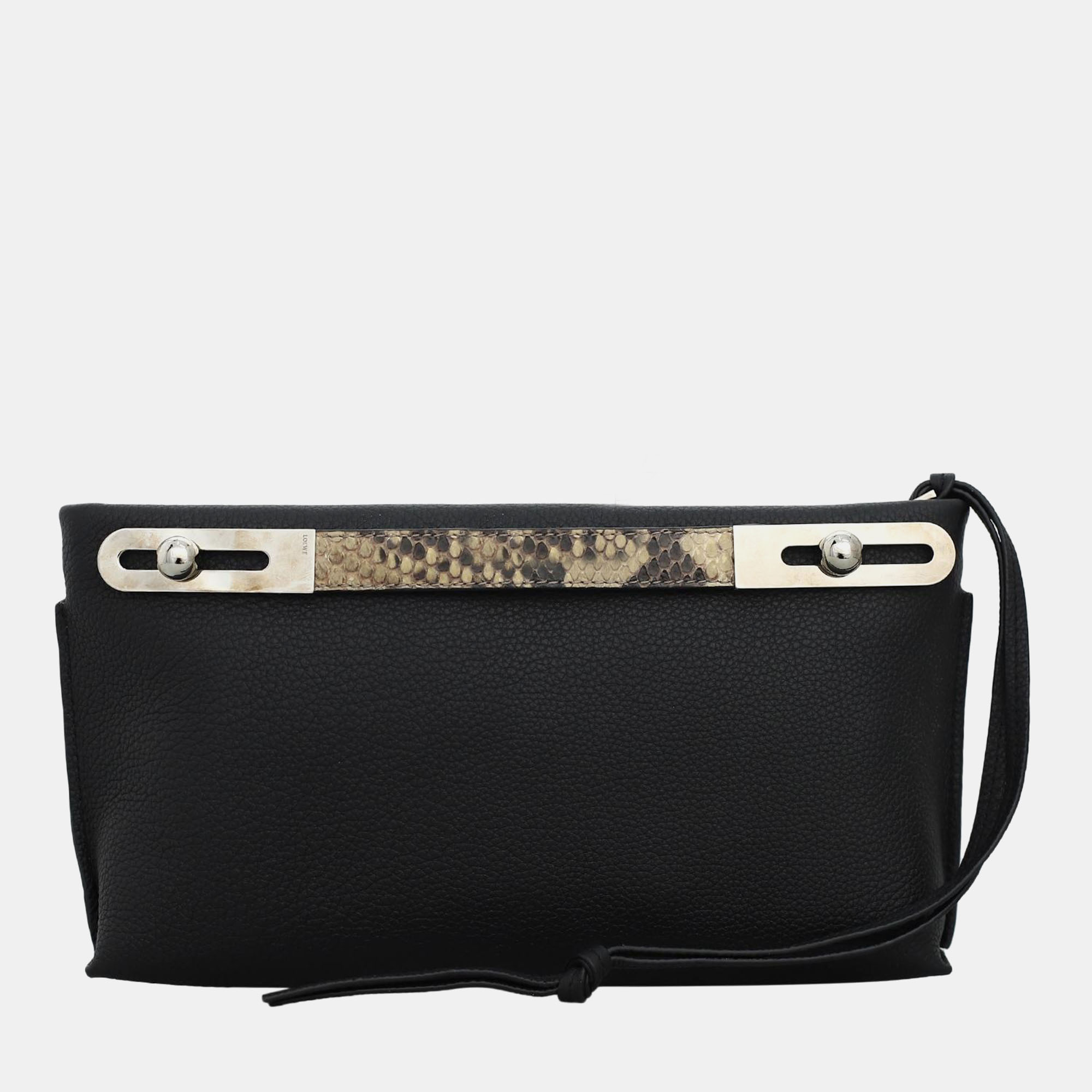 

Loewe Snakeskin Handle Small Missy Bag, Black