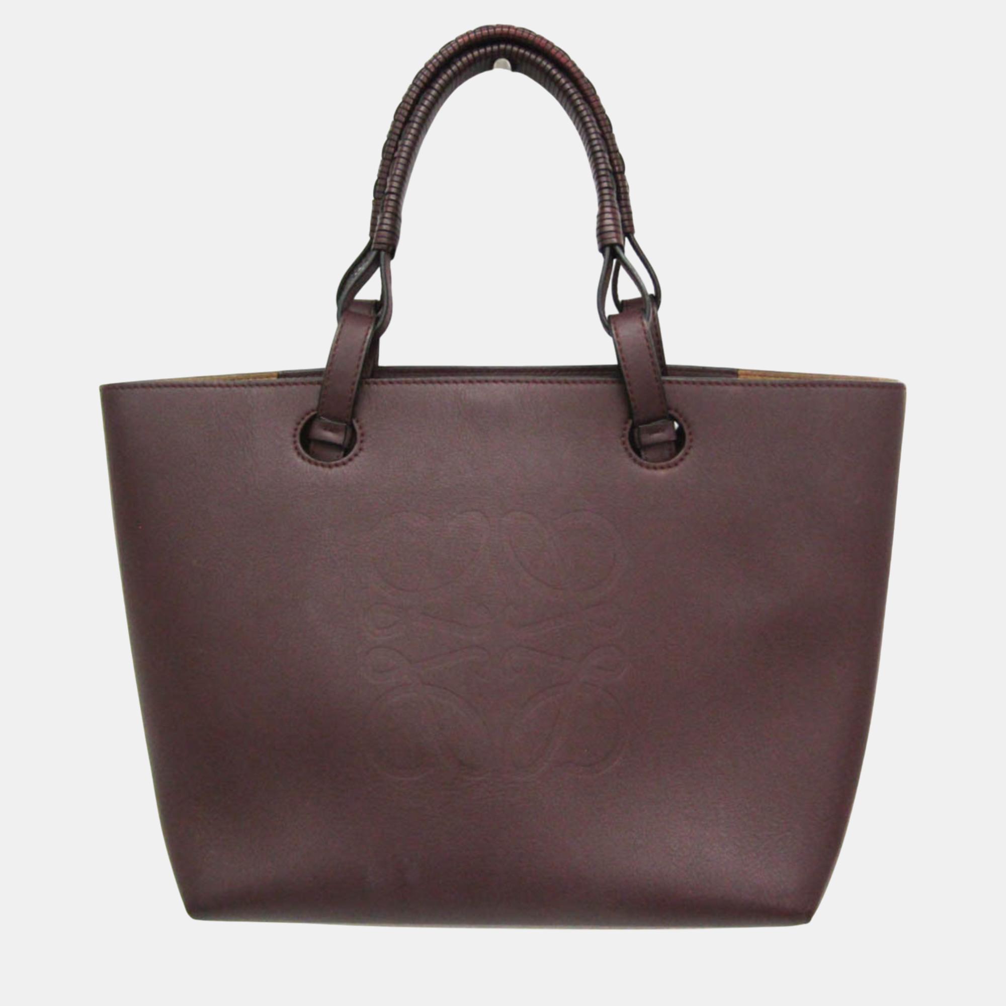 

Loewe Wine Leather Anagram Tote Bag, Burgundy