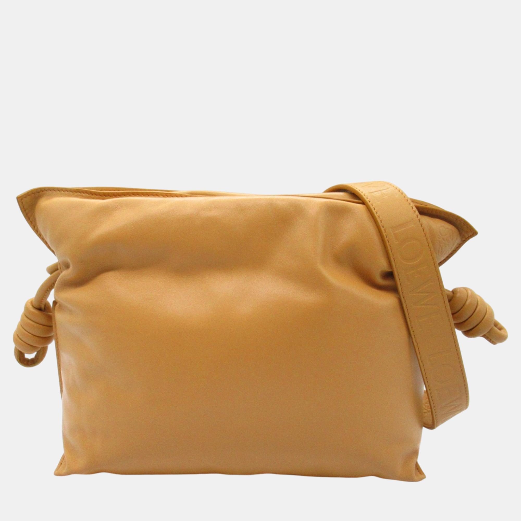 

Loewe Brown Camel Leather Flamenco Clutch Shoulder Bag