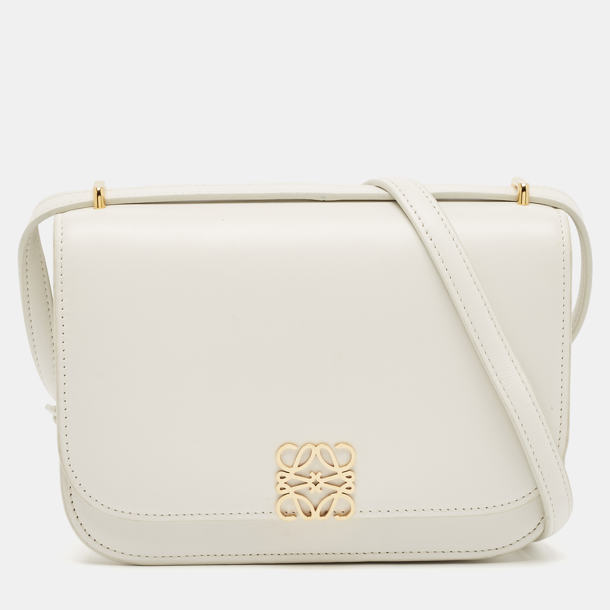 

Loewe White Leather Small Goya Flap Shoulder Bag