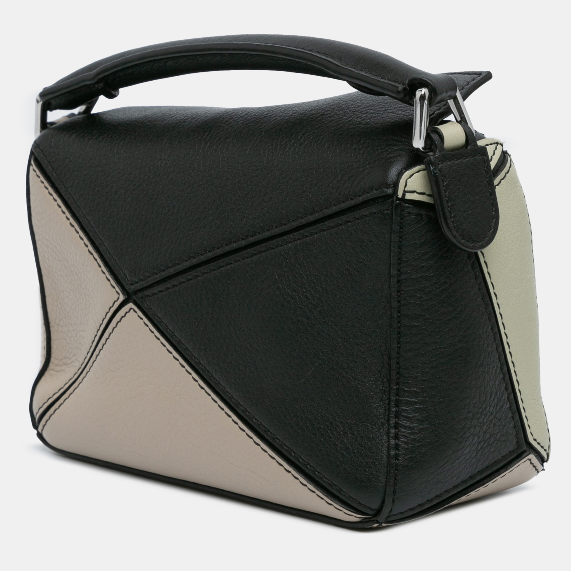 Loewe Black Grey Mini Tricolor Leather Puzzle Satchel 