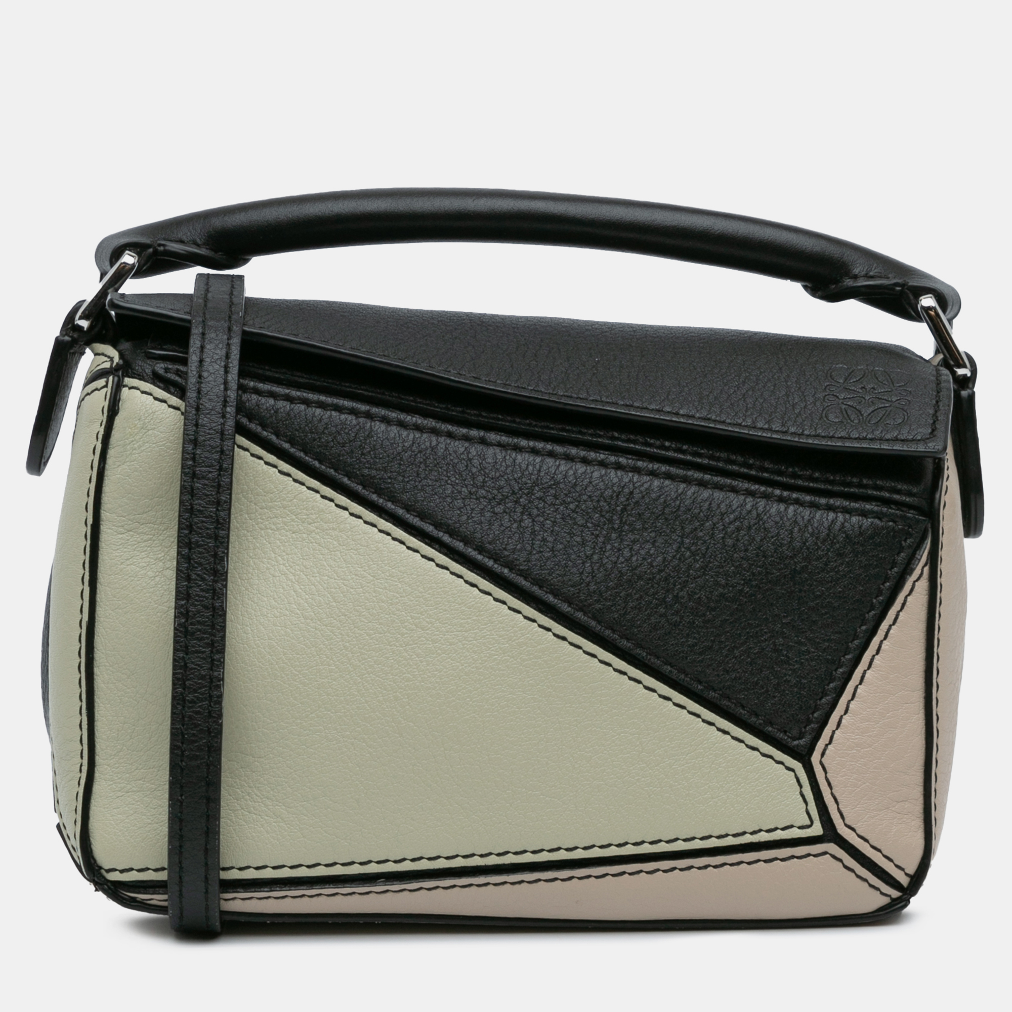 

Loewe Black Grey Mini Tricolor Leather Puzzle Satchel