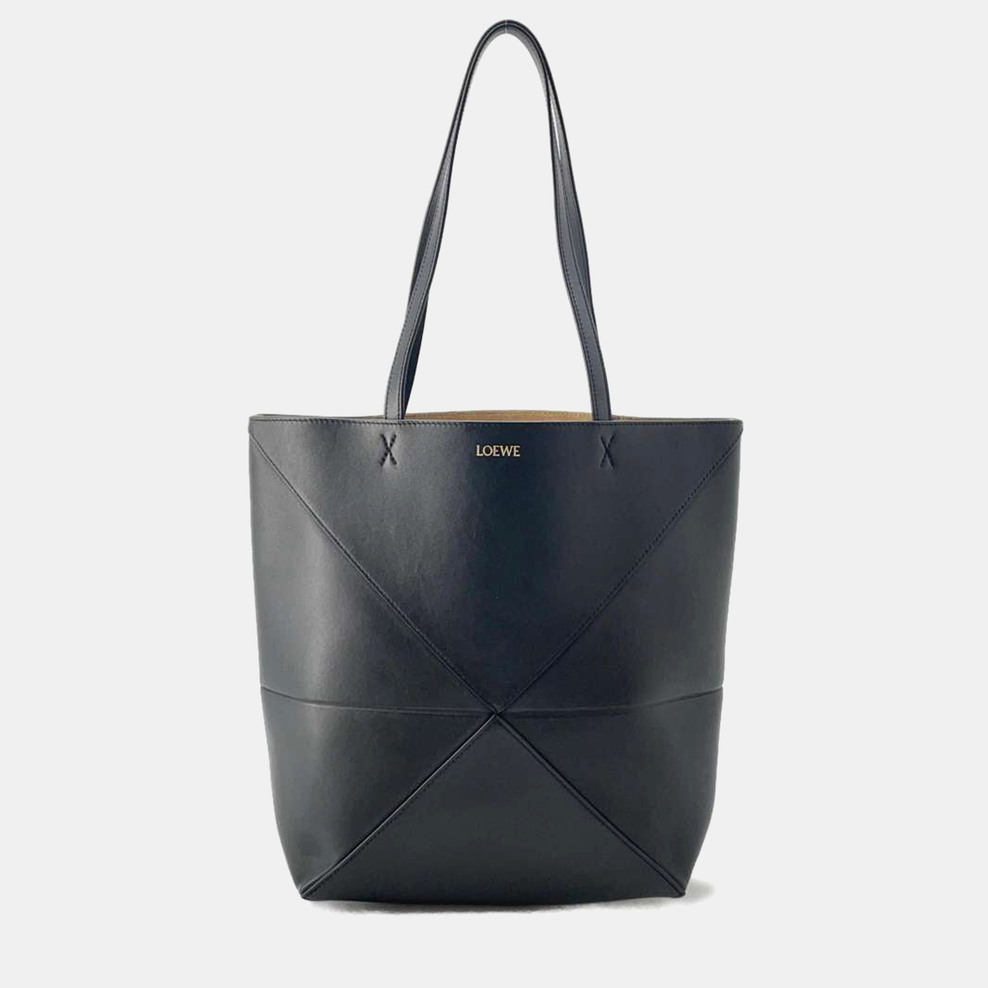 

Loewe Black Leather Medium Puzzle Fold Tote Bag